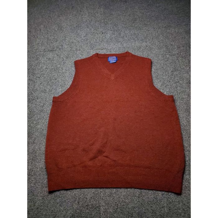 Pendleton Pendleton Knit Vest Size Large Mens Orange V-Neck Pullover ...