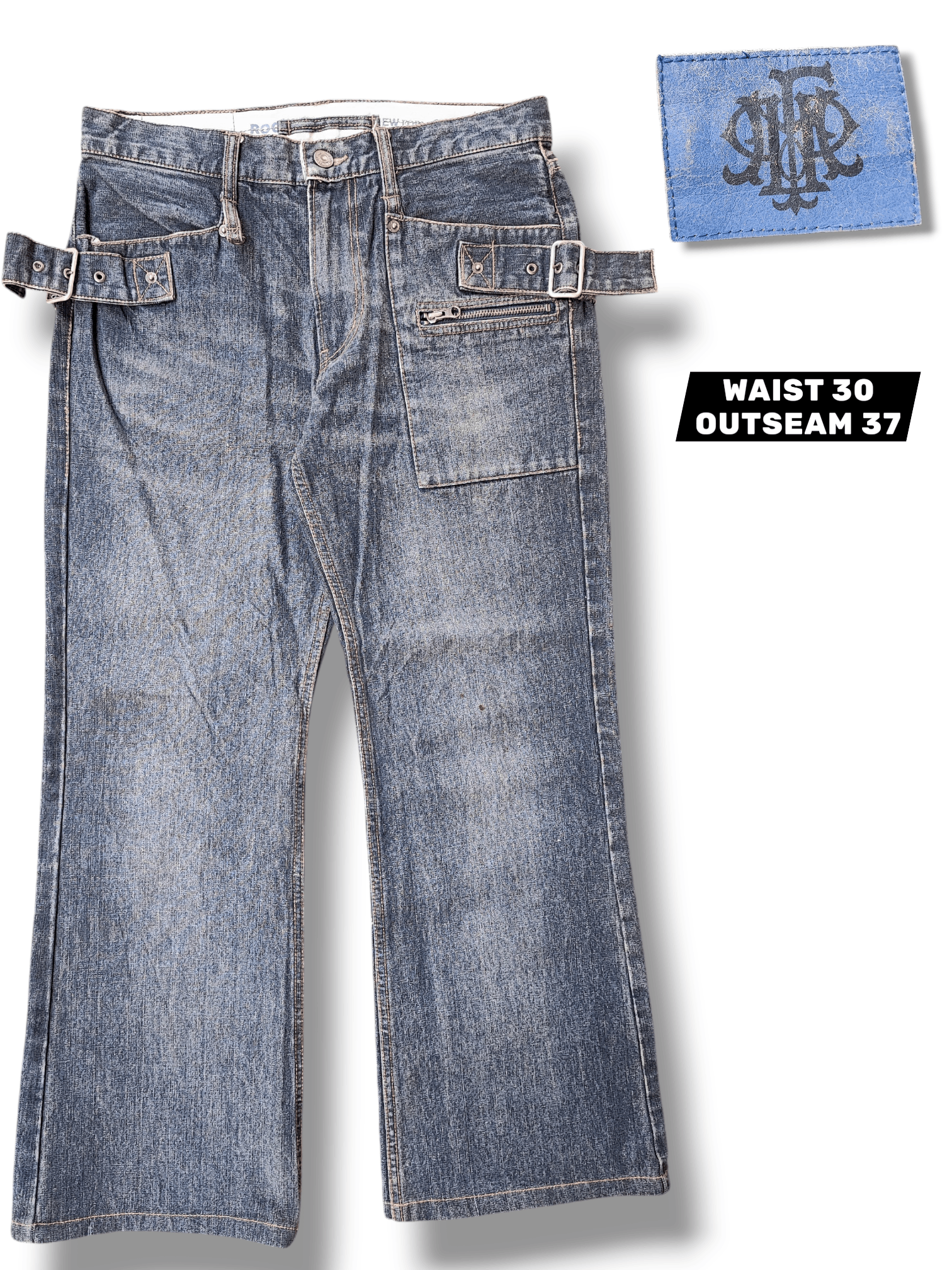PPFM Denim Buckle Belt On Side Pocket