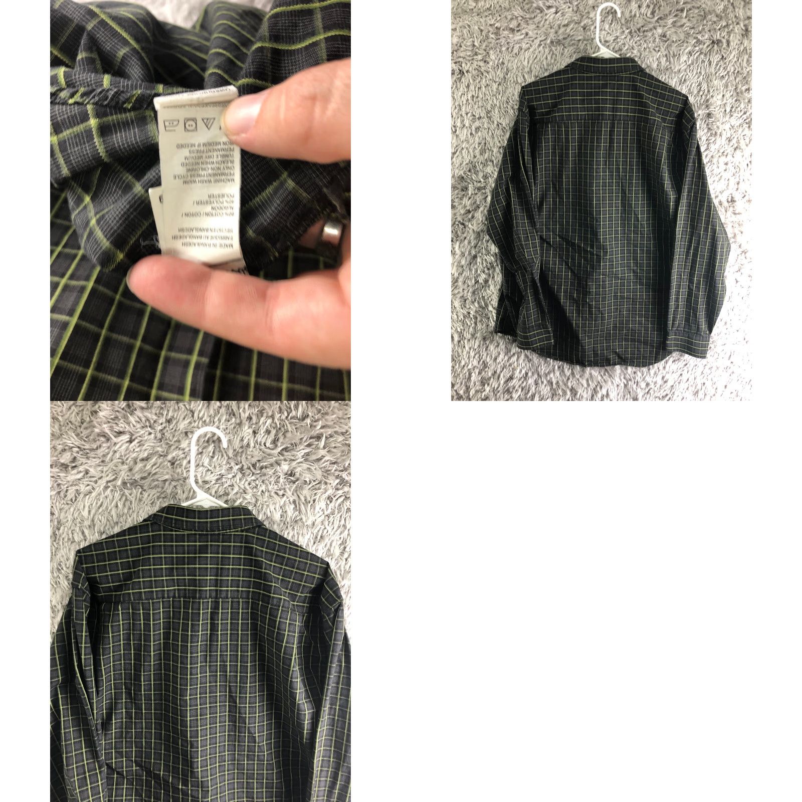 Van Heusen Van Heusen Mens XL Black Plaid Long Sleeve Button-Up Spread Collar Shirt Size US XL / EU 56 / 4 - 8 Thumbnail
