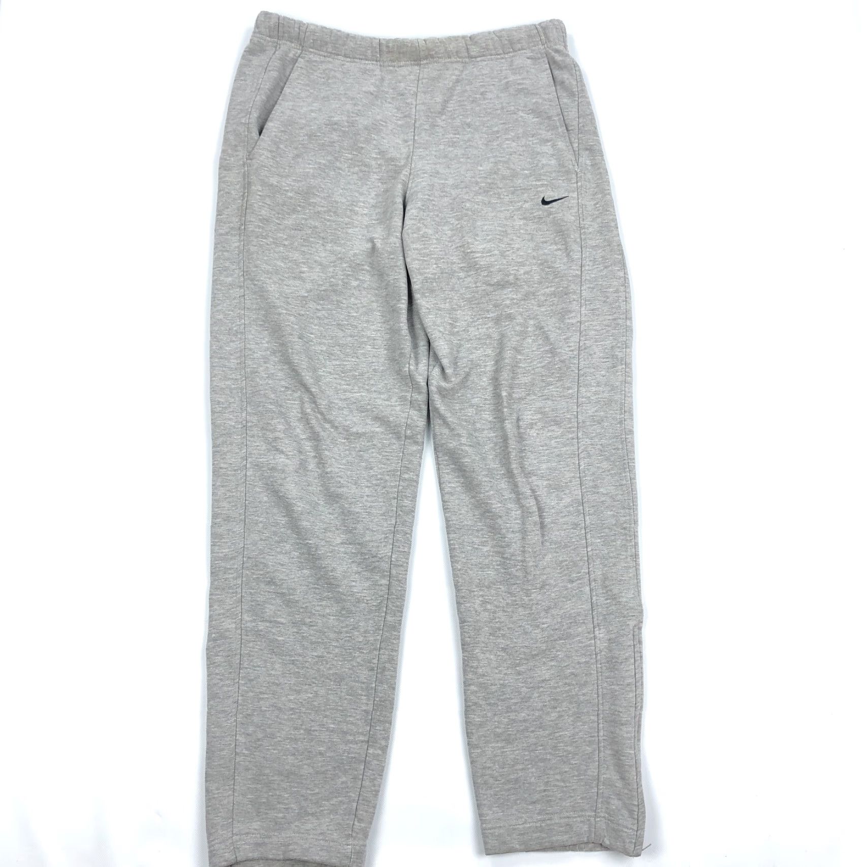Nike Nike Men's Track Pants Fleece Cotton Blend Gray Heather 34x33 M Regular Elastic Drawstring Pockets Zip Athletic Gym 90s? No Vintage Mens Size US 31 - 2 Thumbnail