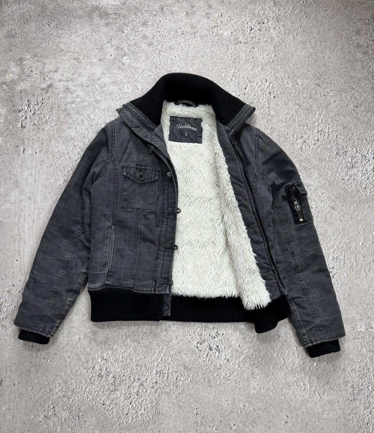 Other Women Cropped Jacket Sherpa Lined Moto Biker Plaid Zip S Size M / US 6-8 / IT 42-44 - 1 Thumbnail
