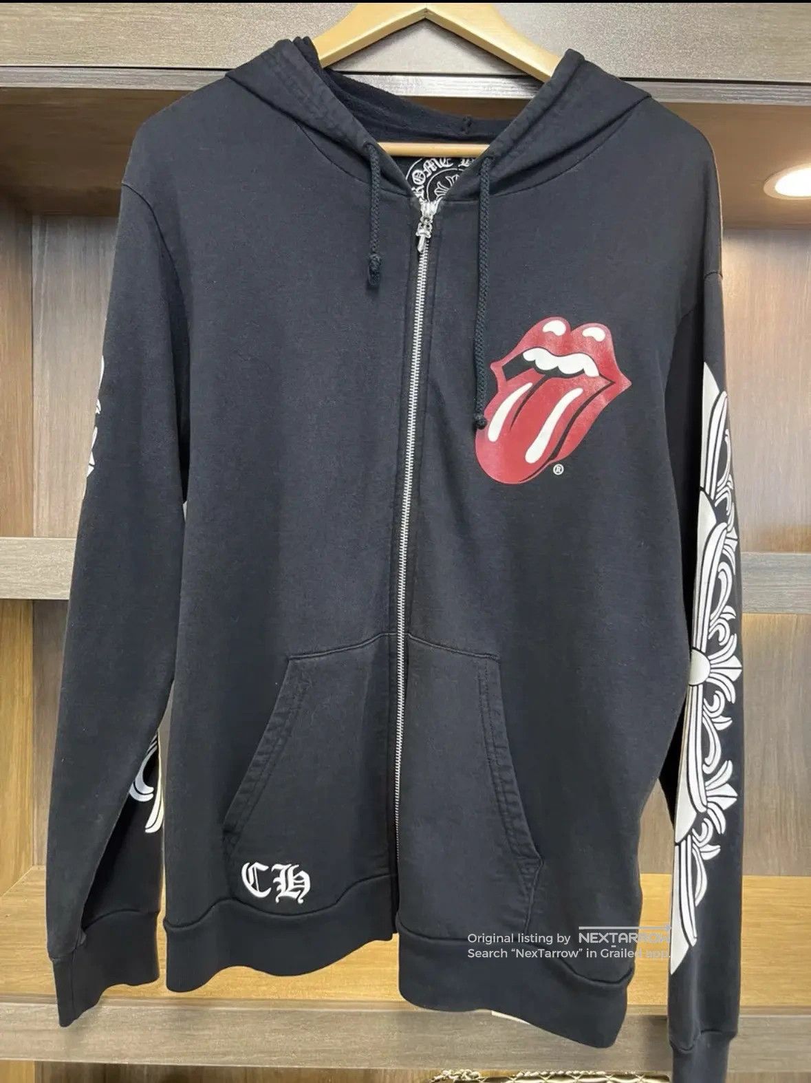 Chrome Hearts Chrome Hearts Red Rolling Stones Black Zip-Up | Grailed
