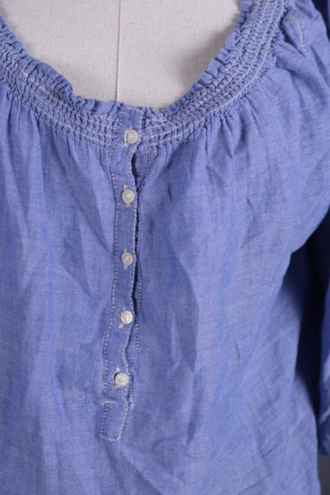 Designer Polo Jeans Ralph Lauren Blue Henley Shirt Size XS Size XS / US 0-2 / IT 36-38 - 4 Thumbnail