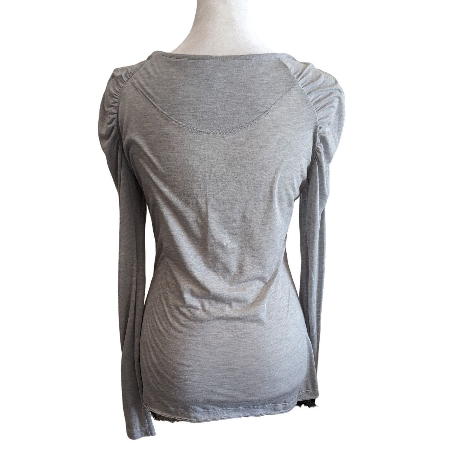 Other Caractère Caractere Silver Sheer Ruched Sleeve Blouse Size S / US 4 / IT 40 - 3 Thumbnail