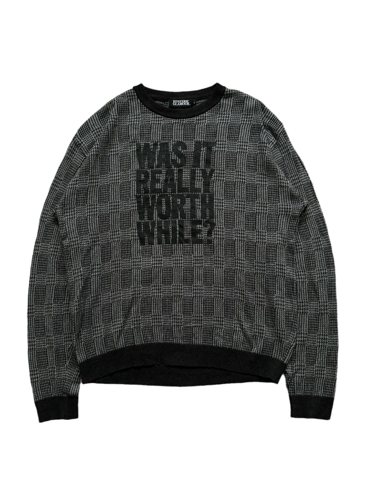 image of Hysteric Glamour ‘Was It Really… ?’ Cashmere Crewneck in Black/Gray, Men's (Size Large)