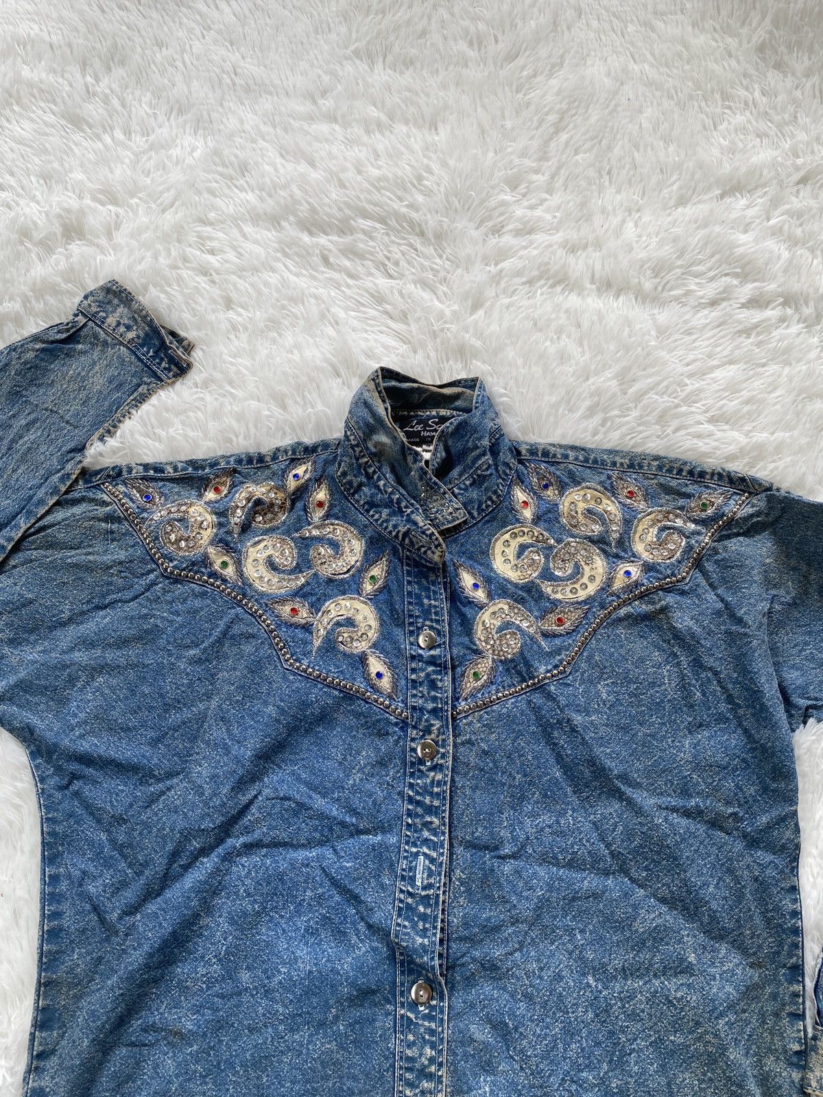 Vintage VINTAGE Lee Sands Hawaii Denim Button Jacket Women Size L / US 10 / IT 46 - 4 Thumbnail
