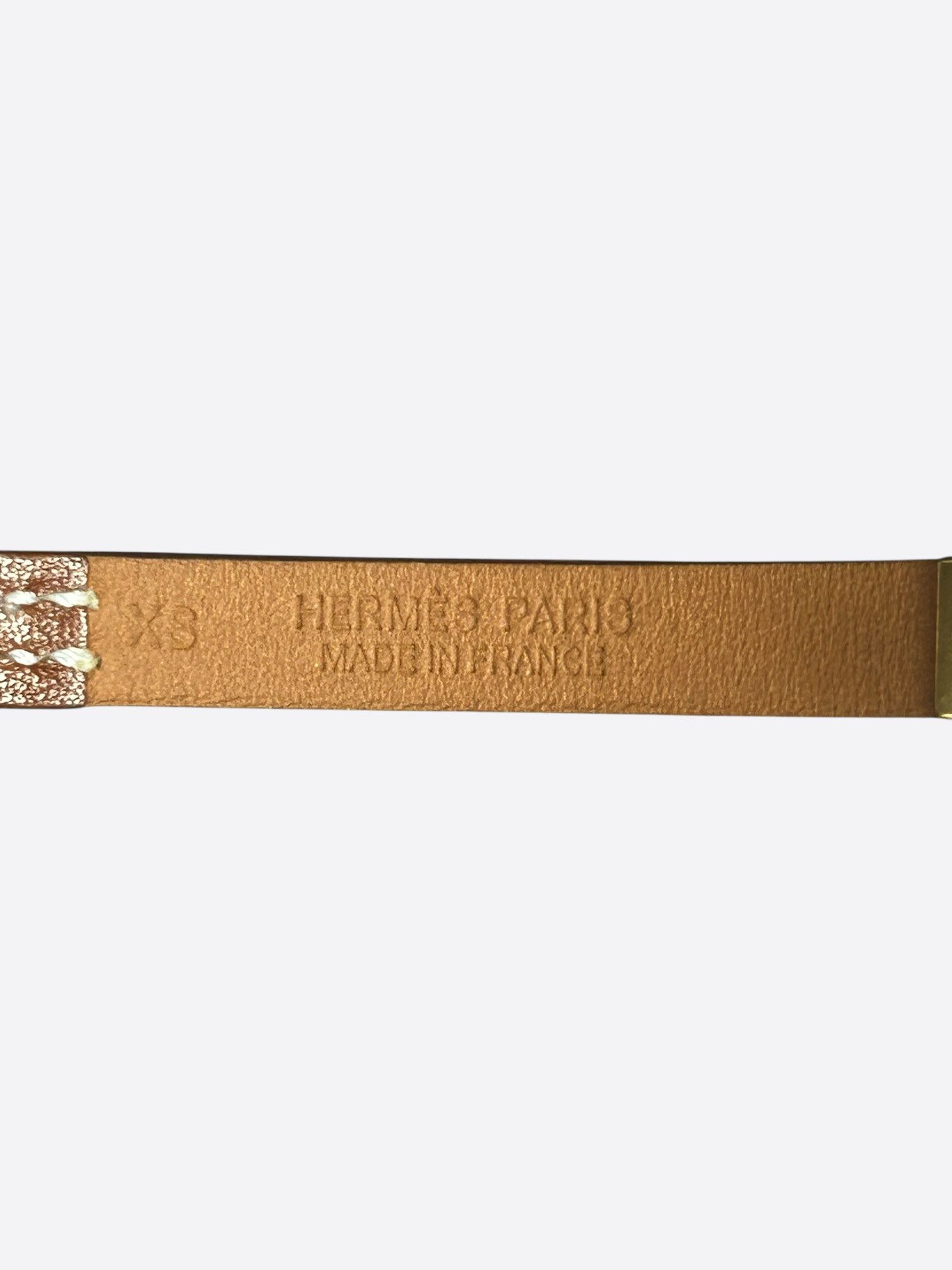 Hermes Hermes Brown Swift & Gold Hardware Mini Rivale Bracelet Size ONE SIZE - 3 Thumbnail