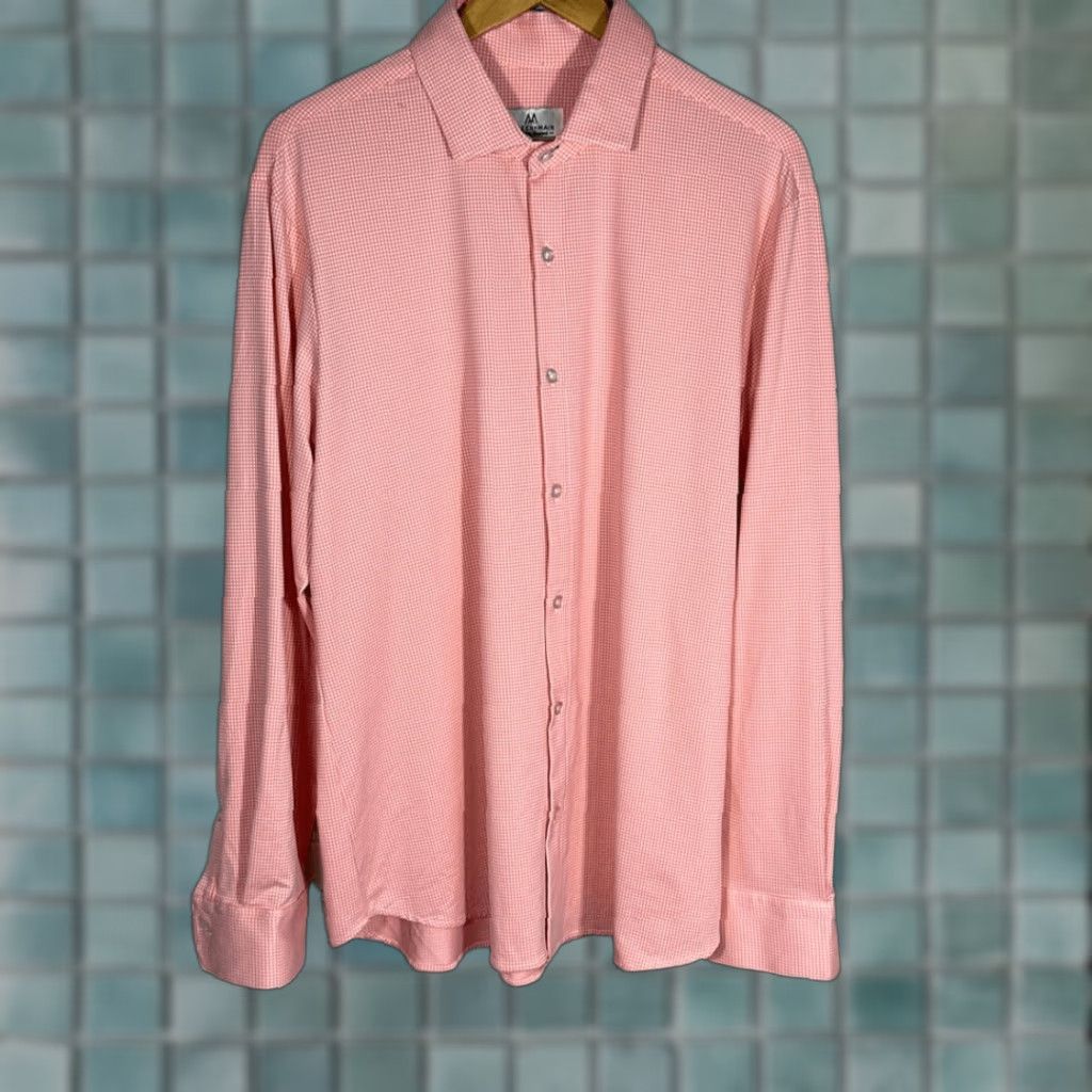 Mizzen+Main Mizzen+Main Pink White X Large Trim Fit Performance Shirt Long Sleeve Men XL Pink White Multicolor Colorful Shirt Mens Size US XL / EU 56 / 4 - 1 Thumbnail