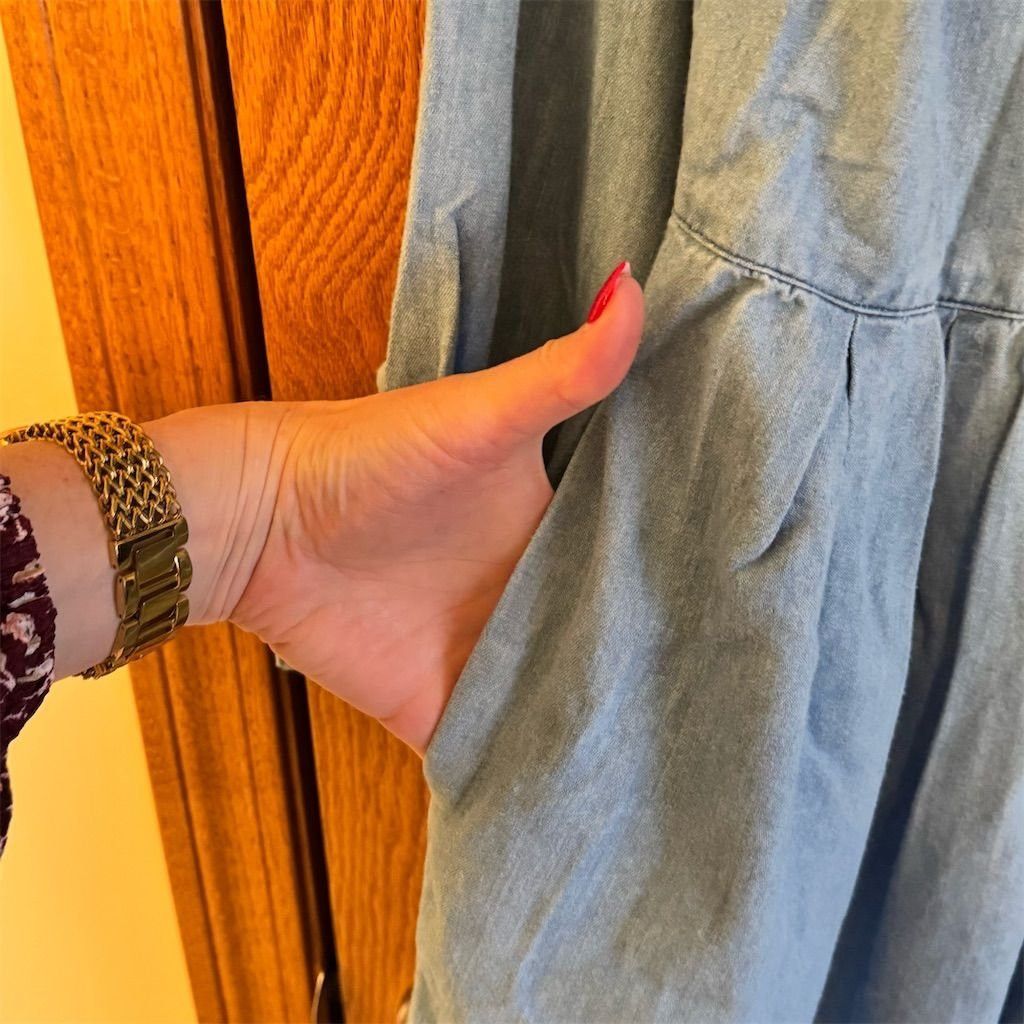 Other FADS Vintage Blue Denim Embroidered Collar Long Sleeve Midi Size XL / US 12-14 / IT 48-50 - 6 Thumbnail