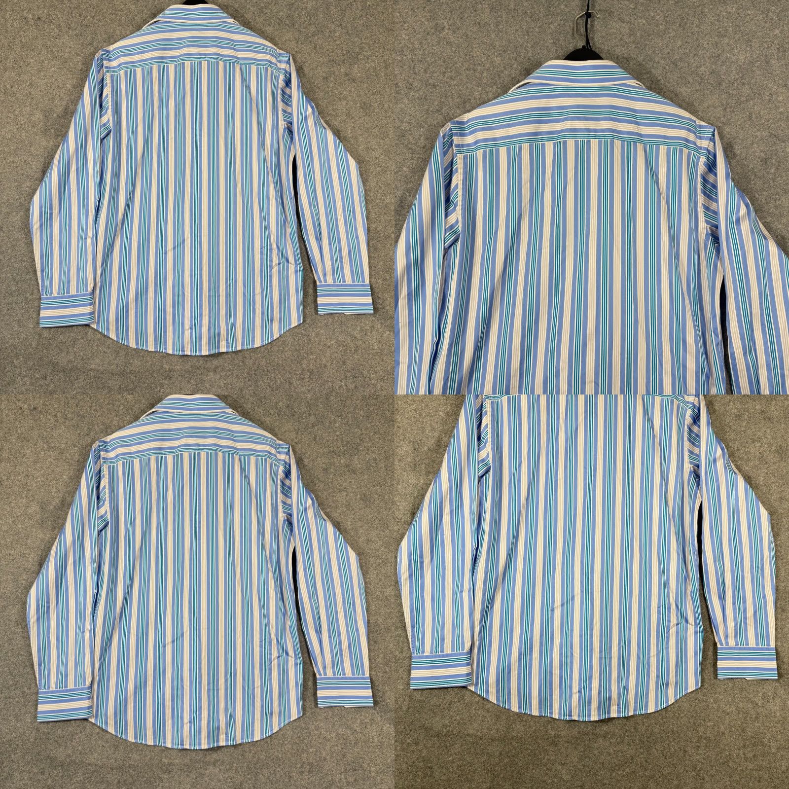 BUGATCHI Bugatchi Button-Up Shaped Fit Shirt Mens L White Blue Striped Long Sleeve Size US L / EU 52-54 / 3 - 8 Thumbnail