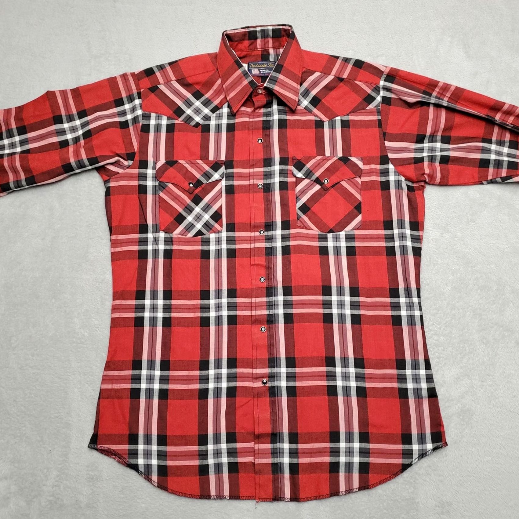 Vintage VINTAGE Panhandle Slim Shirt Men M Red Plaid Snap Western Cowboy Shirt Mens Size US M / EU 48-50 / 2 - 7 Thumbnail