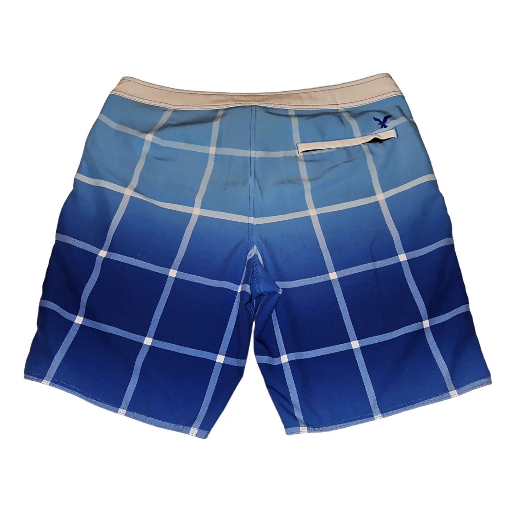 American Eagle Outfitters VINTAGE American Eagle Outfitters Swim Trunks Men Large Blue Check Zip Pocket Drawstring Preppy Size ONE SIZE - 6 Thumbnail