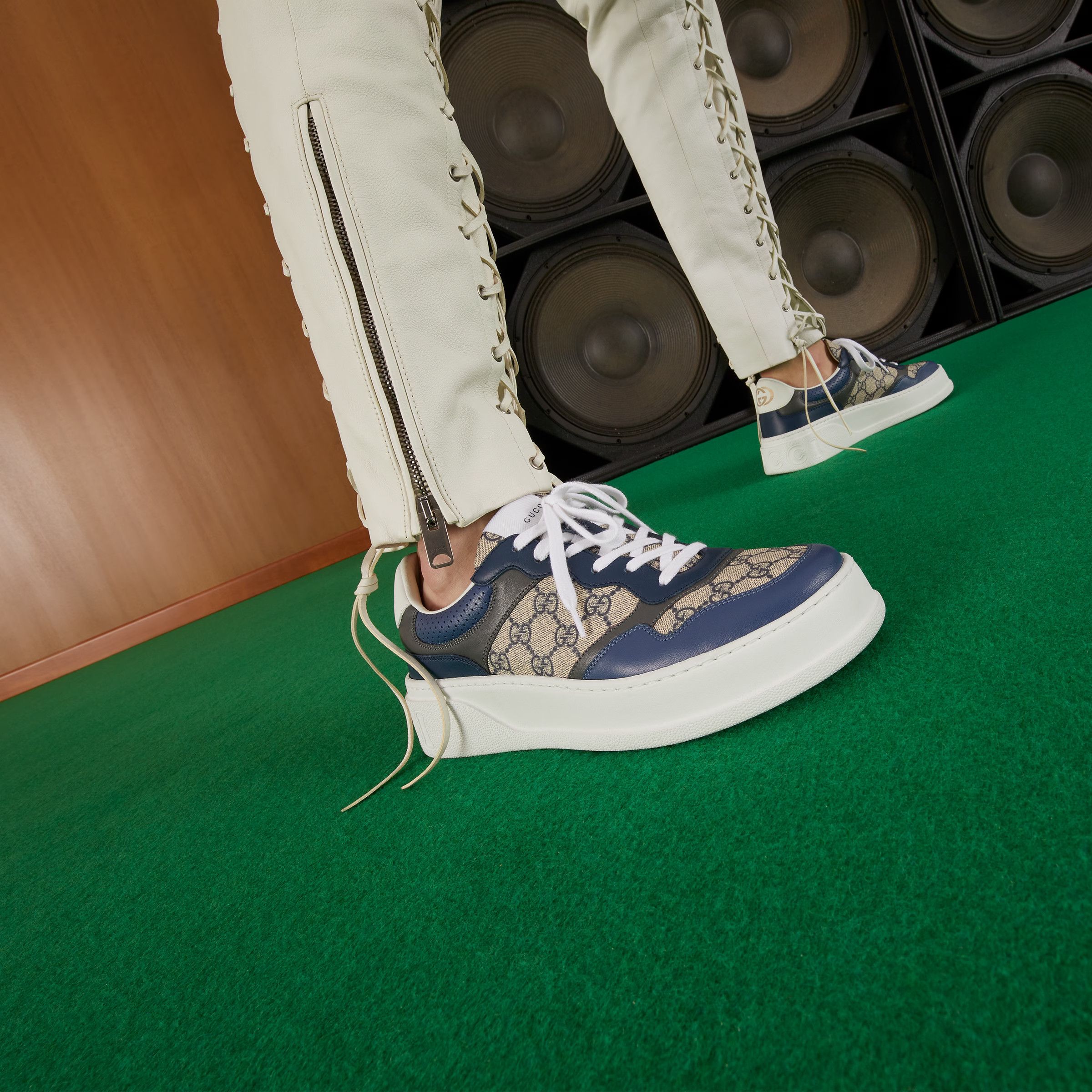GUCCI｜SNEAKERS (669582 UPGB0 4273) GUCCI GG Sneakers LEATHER men SIZE 8 US Style ‎669582 UPGB0