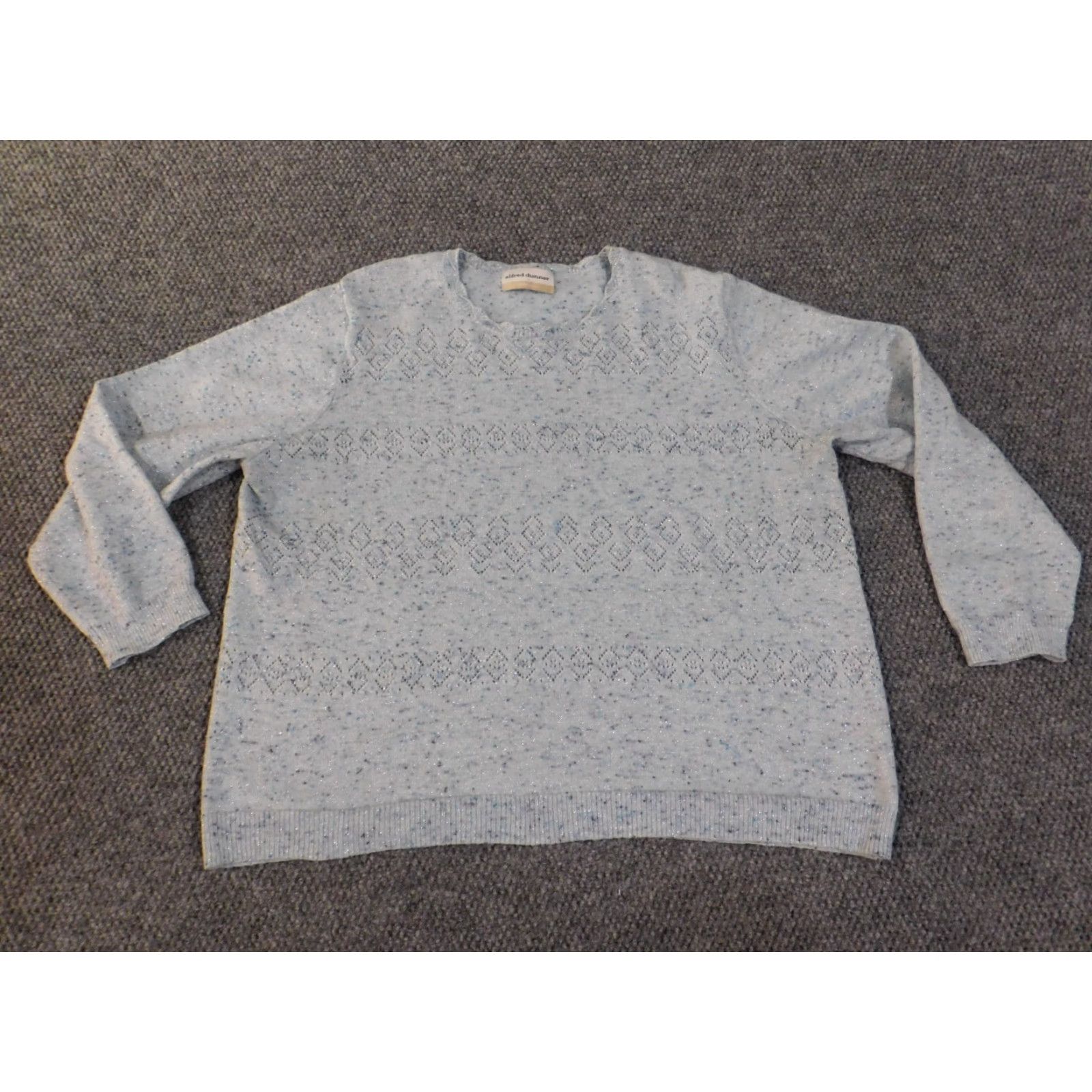 Vintage Alfred Dunner Sweater Pullover Geometric Blue 1X Womens Raglan Sleeve Crew Neck Stretch Knit Modern Casual, Machine Washable, Plus Size Size XL / US 12-14 / IT 48-50 - 4 Thumbnail