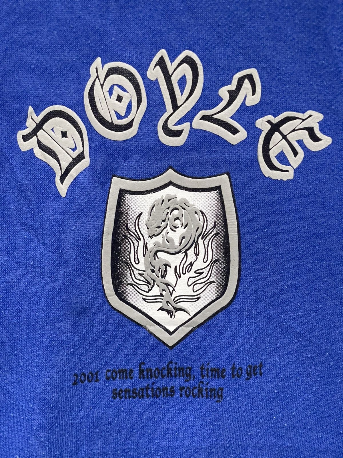 Vintage VINTAGE DOYLE Y2K Blue Cross Hoodie - "2001 Come Knocking" Size US XL / EU 56 / 4 - 4 Thumbnail