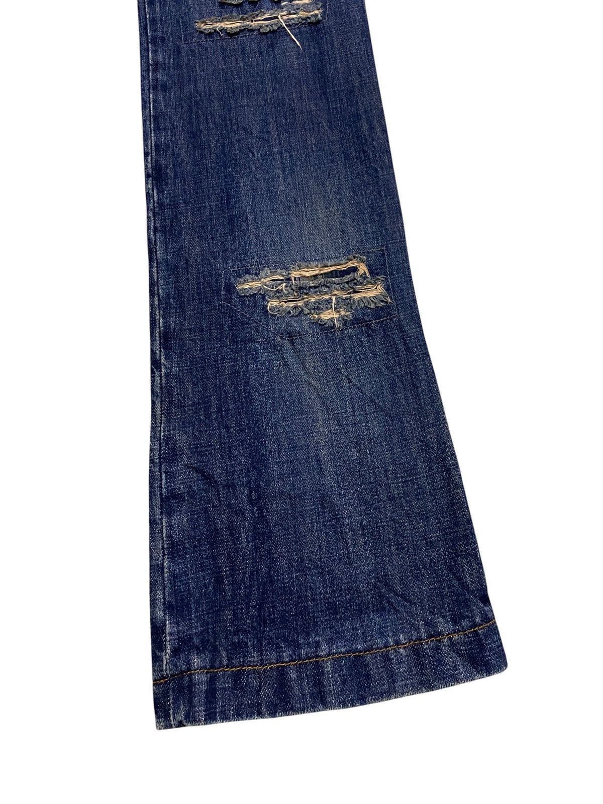 Obelisk Very Rare Vintage Brand Obelisk Flared Ripped Jeans 1990s Size US 30 / EU 46 - 9 Thumbnail