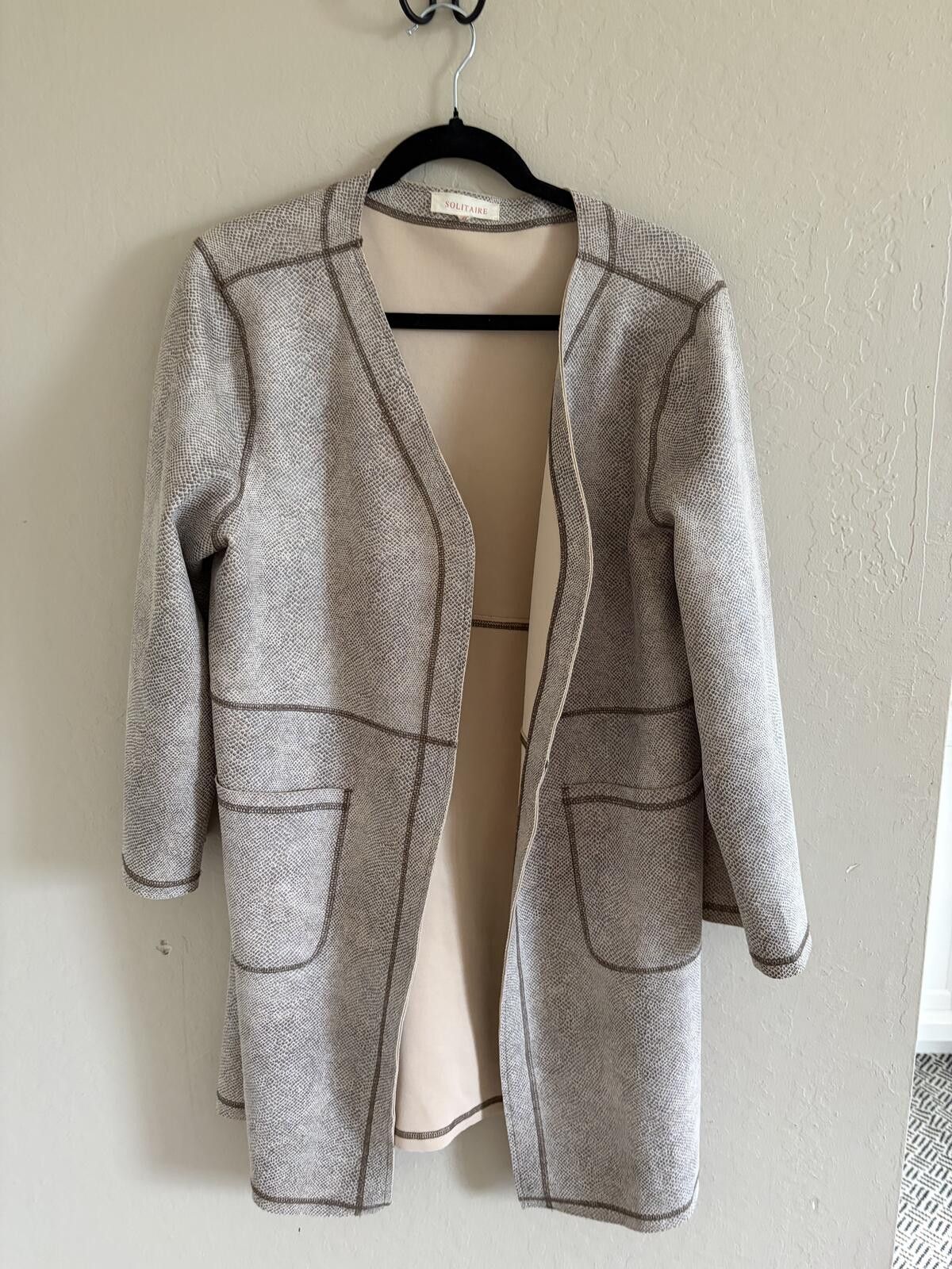 Other Solitaire Neutral Open Front Knit Coatigan Size L / US 10 / IT 46 - 1 Thumbnail