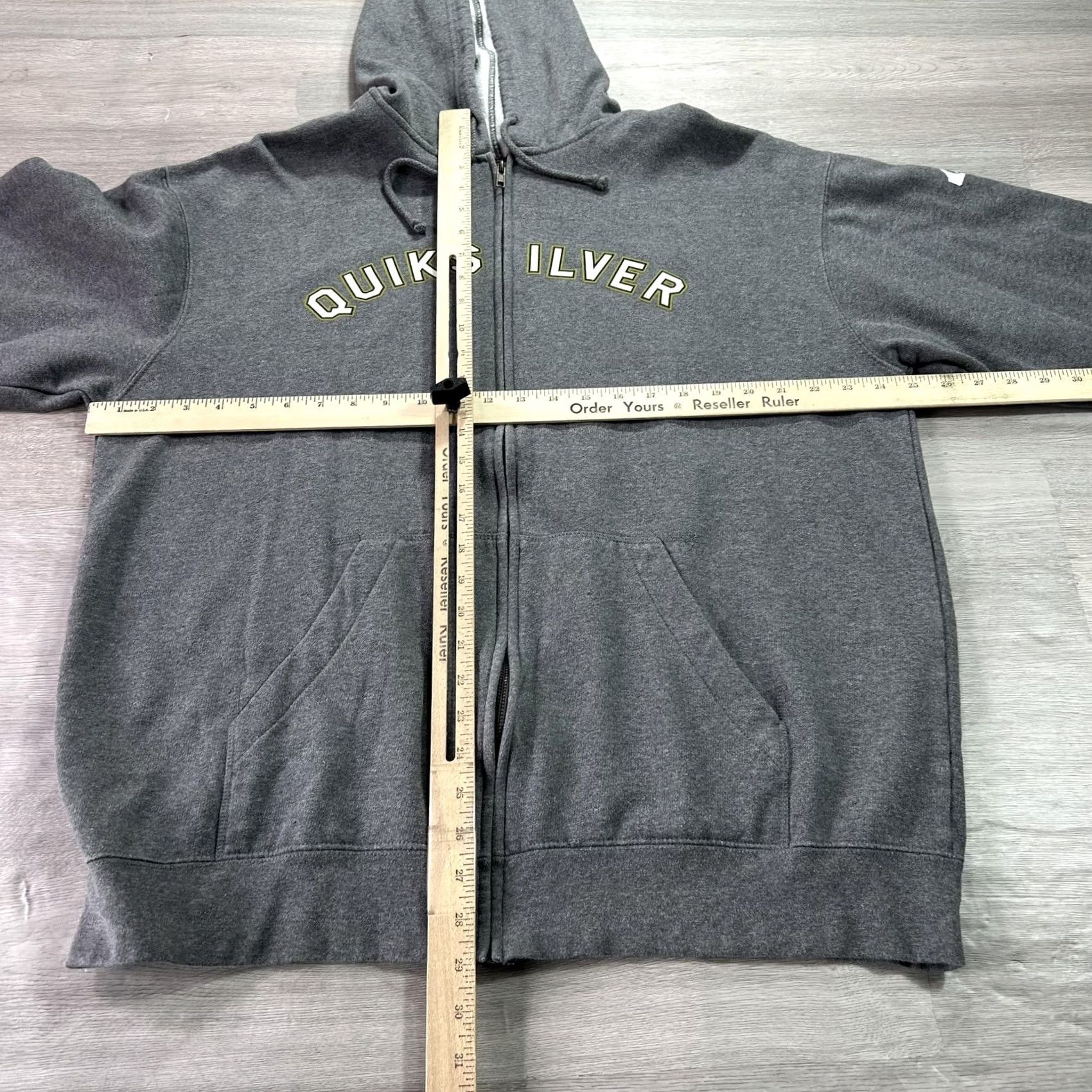 Quiksilver Quiksilver Hoodie Mens XL Gray Full Zip Fleece Sweatshirt Spell Out Chest Logo Size US XL / EU 56 / 4 - 6 Thumbnail