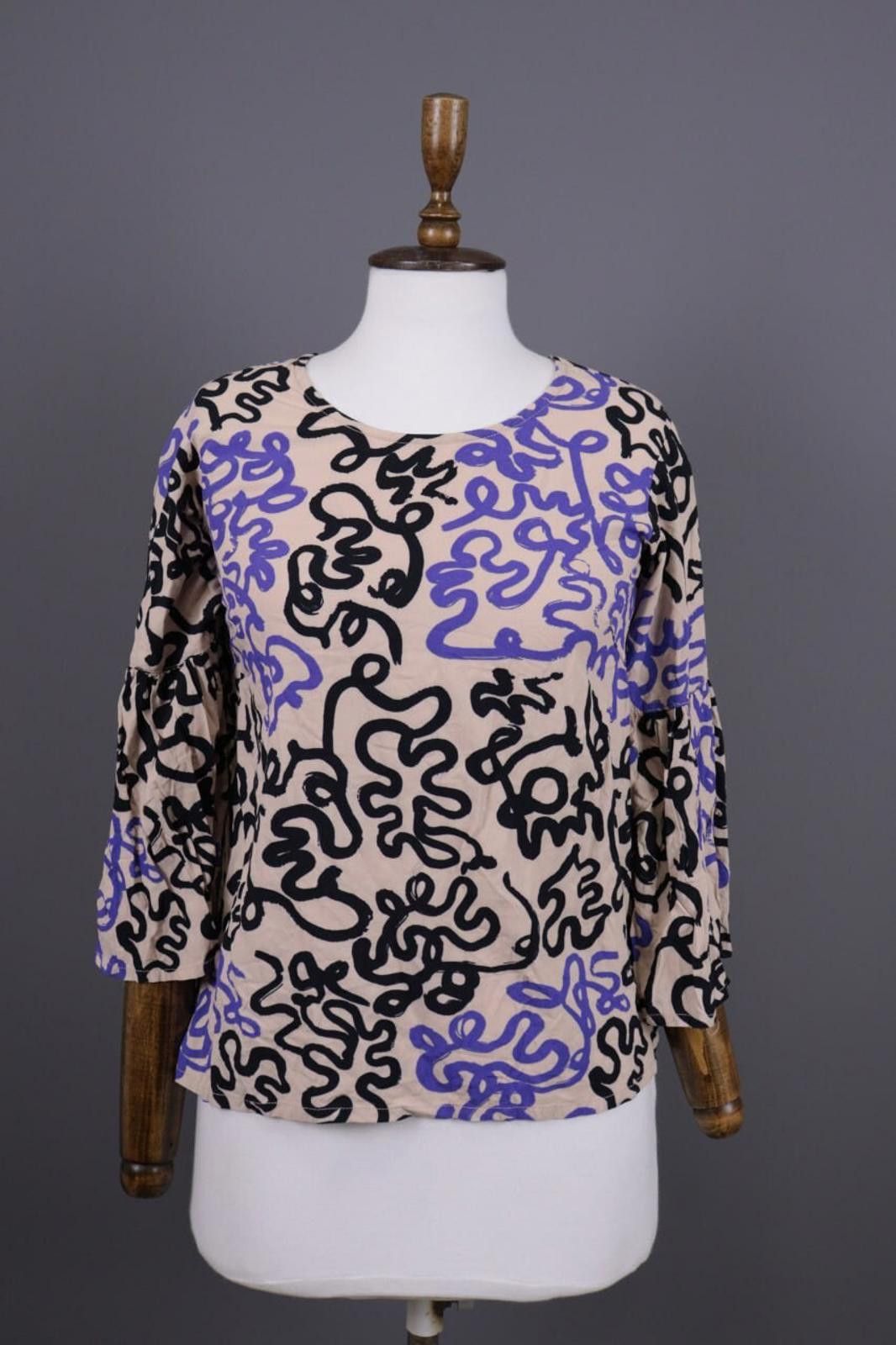 Designer Bitte Kai Rand Beige Abstract Graffiti Crew Sweater Size XS Size XS / US 0-2 / IT 36-38 - 1 Thumbnail