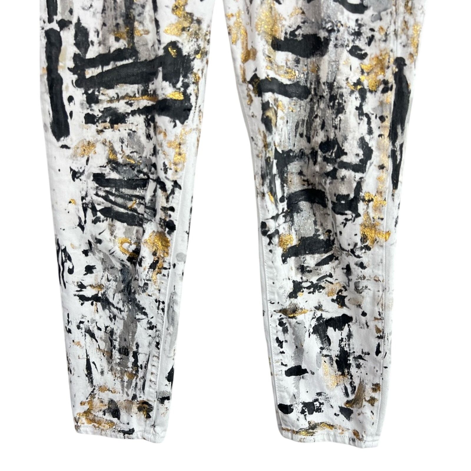 Gap Men’s Gap White Denim Jeans abstract paint splatter 31x26 Size US 31 - 3 Thumbnail