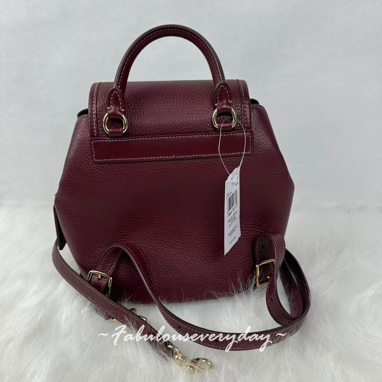 Coach Coach Hadley Backpack In Leather Brass/Dark Wine CBH09 NWT Size ONE SIZE - 3 Thumbnail