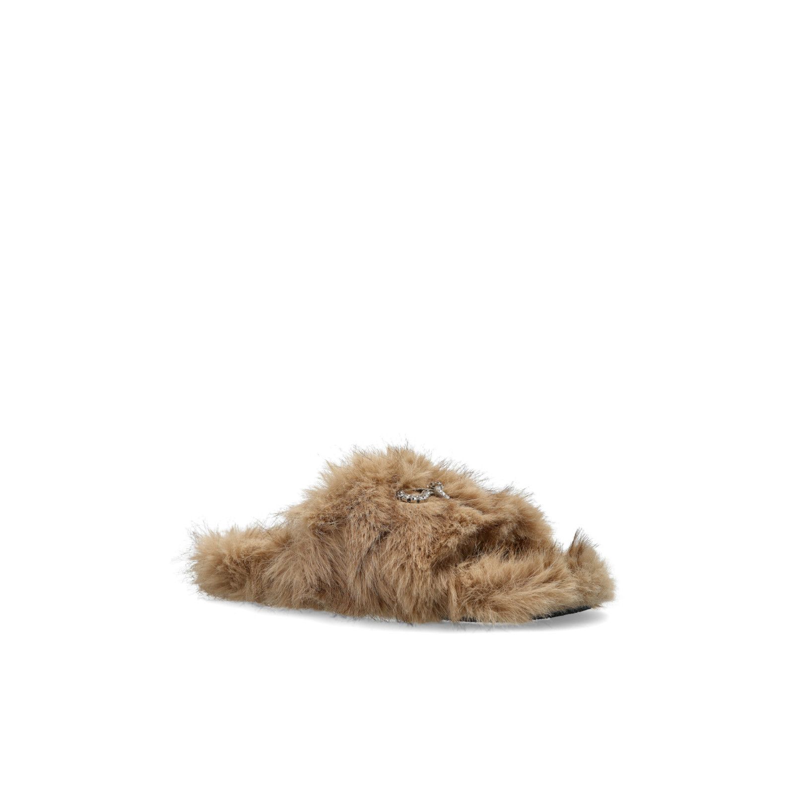 BALENCIAGA Furry Beige Shearling Open Mules New & Authentic