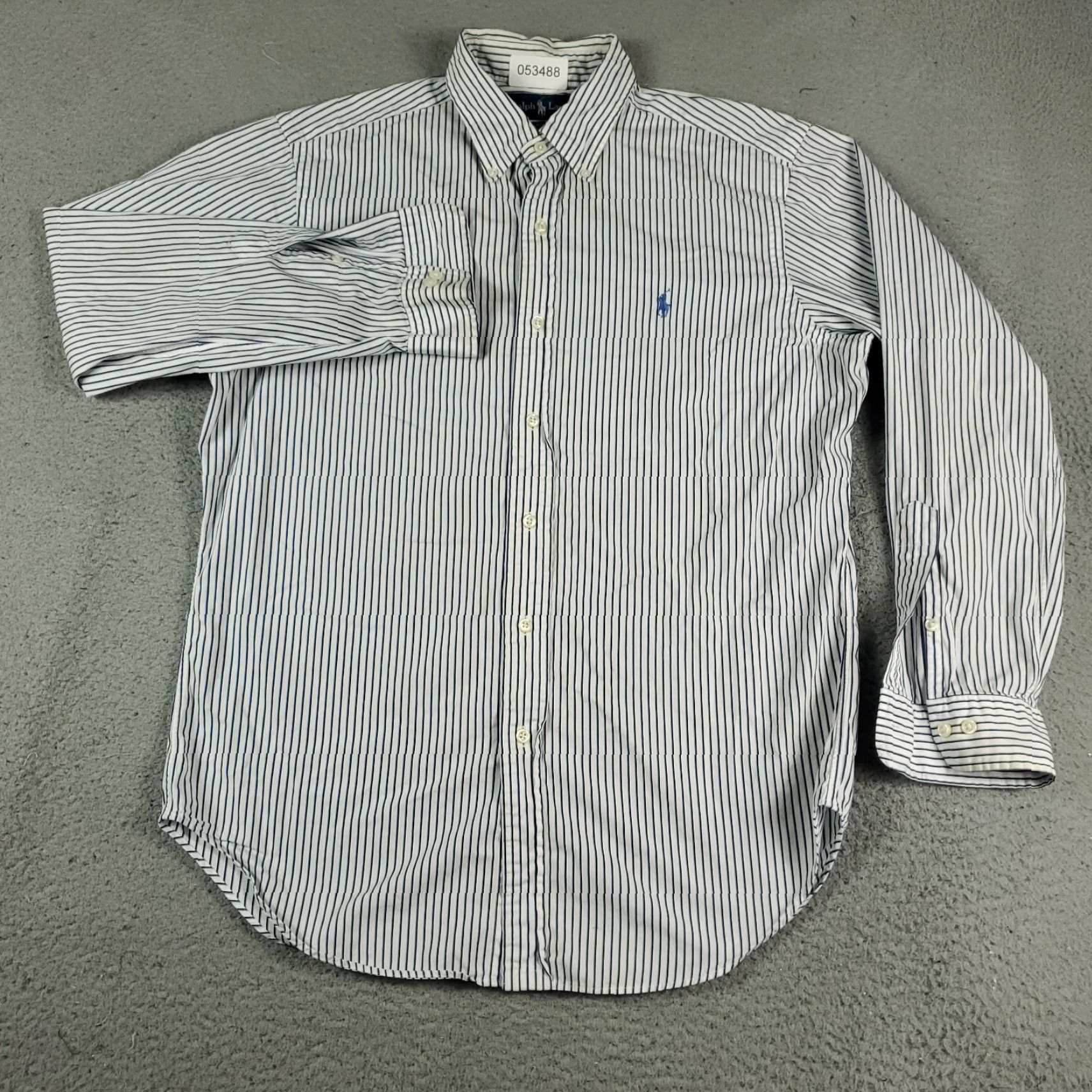 Ralph Lauren VINTAGE Ralph Lauren Dress Shirt Mens 15.5 Long Sleeve Blue White Striped Button-Down Business Casual Formal Size 40R - 2 Thumbnail