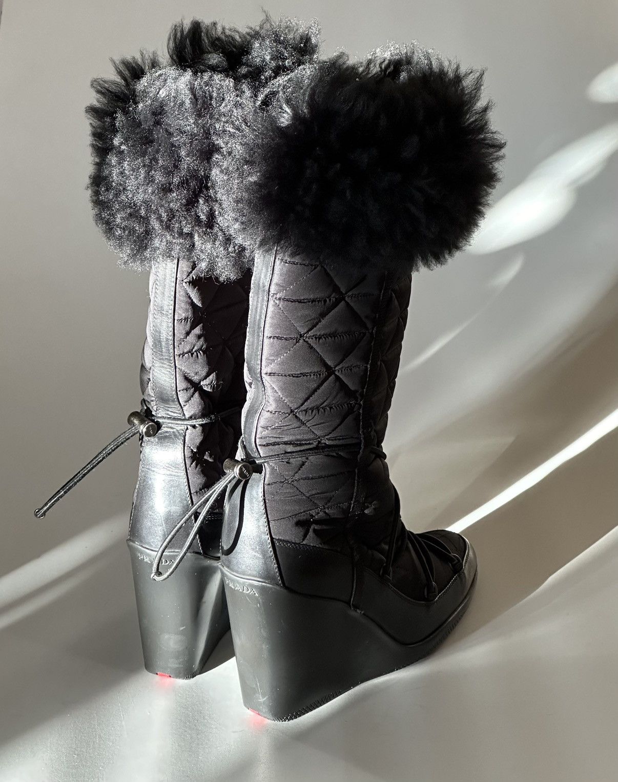Prada *sz39.5* PRADA 2004 Fur Wedge Padded Boots Vintage rap shoes Size US 9.5 / IT 39.5 - 14 Thumbnail