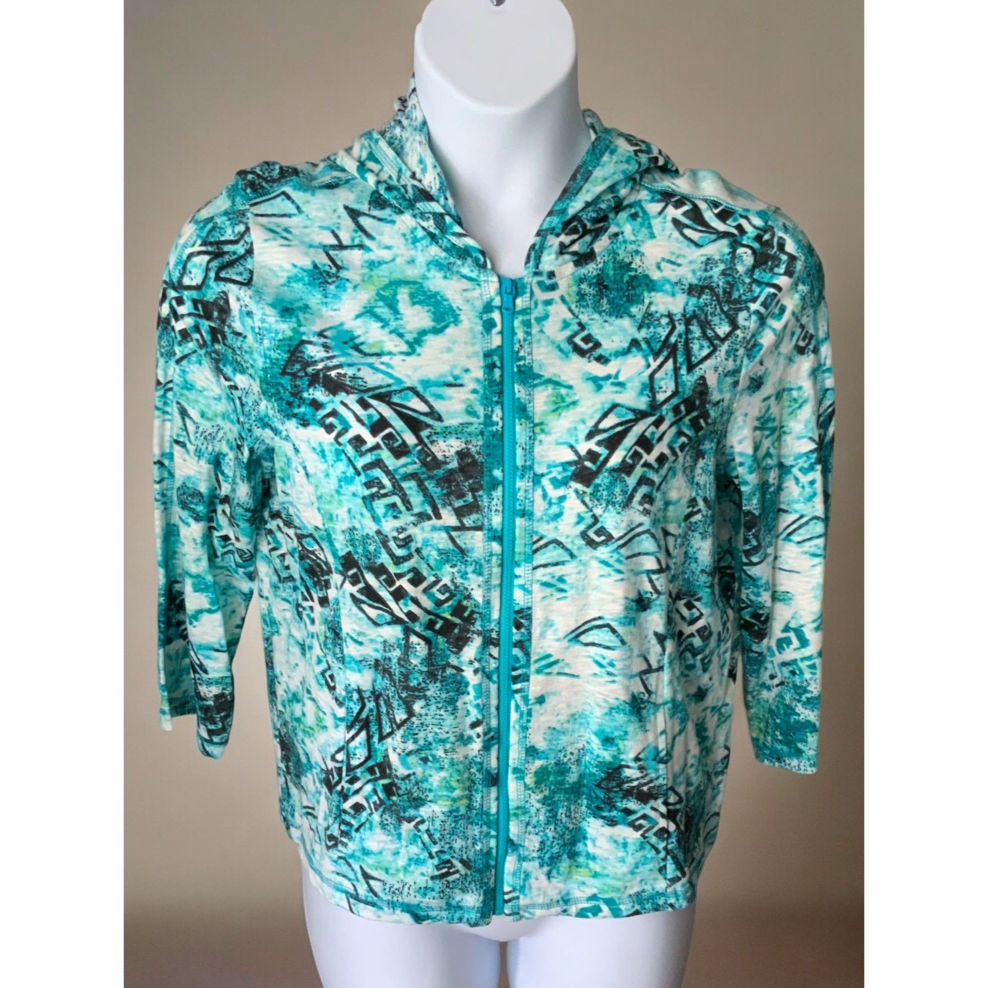 Chicos Chicos Womens Turquoise Lightweight Hooded Jacket Large Size L / US 10 / IT 46 - 8 Thumbnail