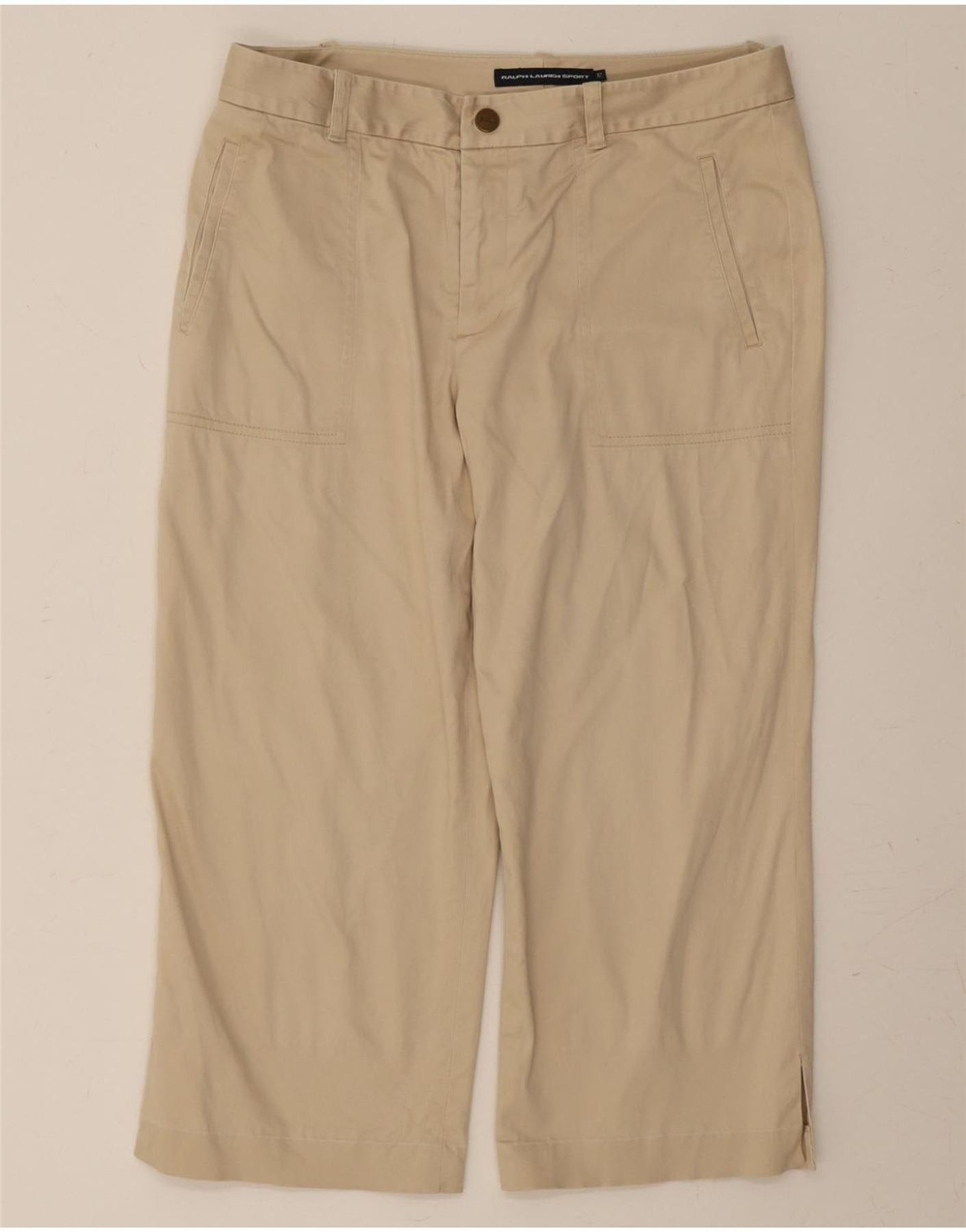 Ralph Lauren Womens Straight Capri Trousers US 12 Large W32 L22 Beige Size 30" / US 8 / IT 44 - 1 Thumbnail