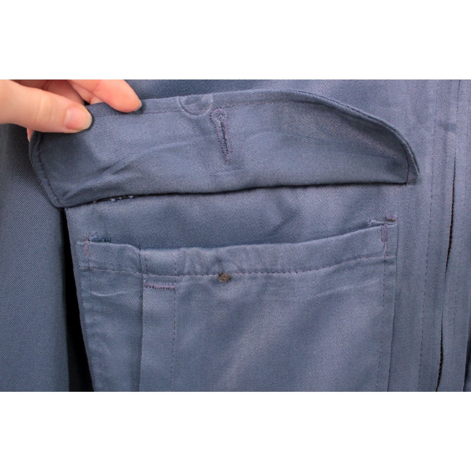 Vintage VINTAGE Men’s VTG 60s Blue Work Jacket 38 Regular Size Shirt Mens 1960s Topp Master Rayon Blend Work Jacket Size US XXS / EU 40 - 5 Thumbnail