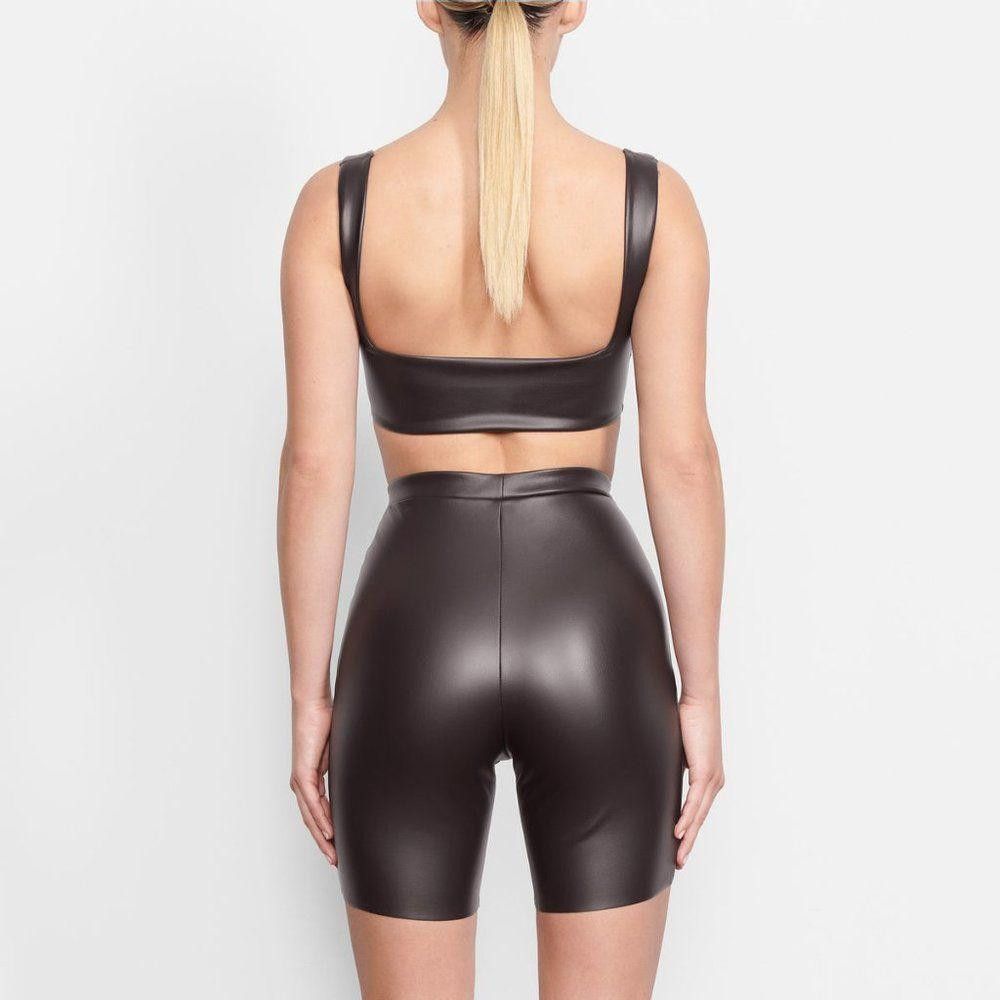 Designer CT1070a SKIMS NWT FAUX LEATHER BRALETTE-SOOT XXS Size ONE SIZE - 3 Thumbnail