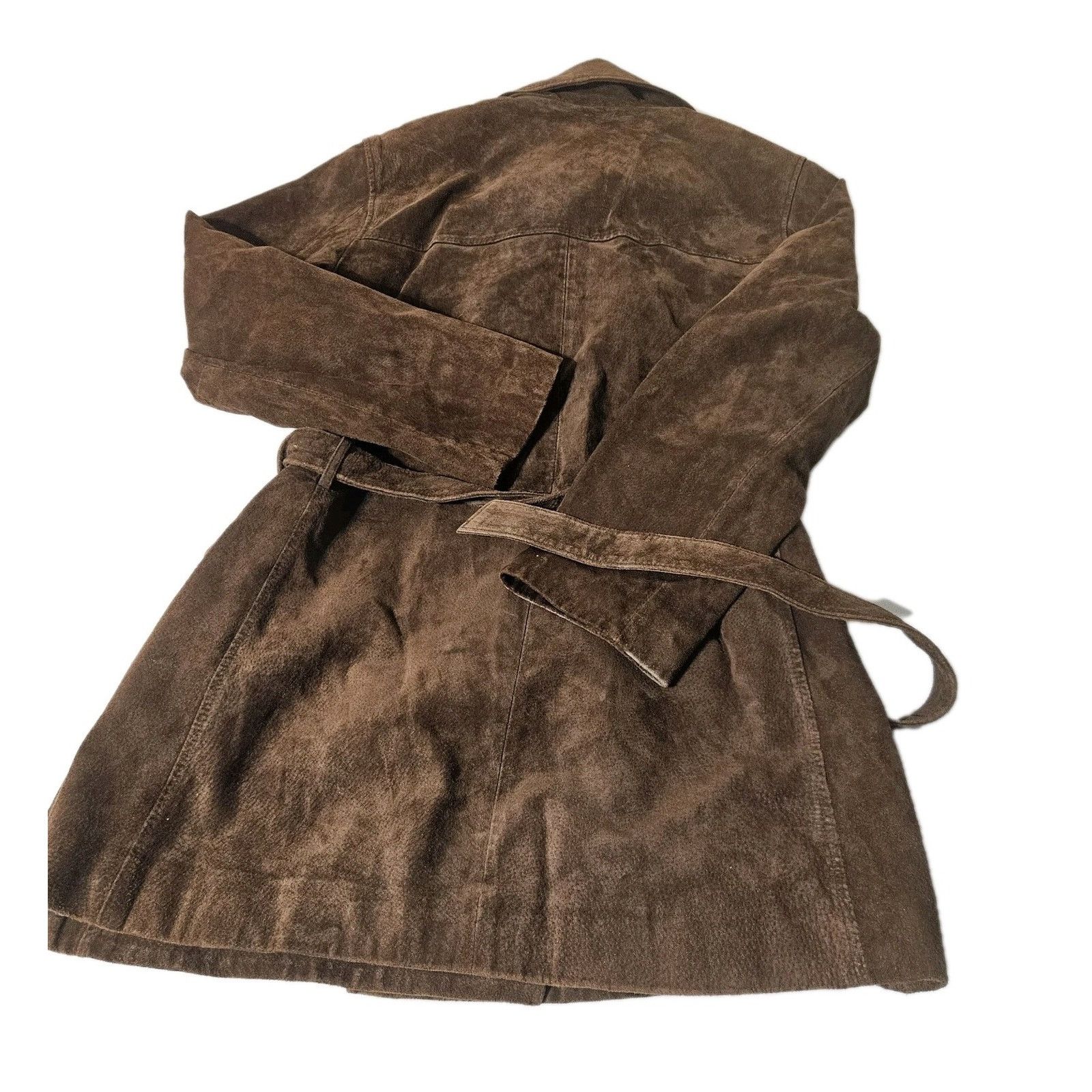 Outclass OUTBROOK Women's Suede Leather JACKET 8/10 Belt 6-Button Size M / US 6-8 / IT 42-44 - 3 Thumbnail