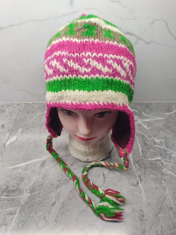 Japanese Brand Vintage Knit Wool Multicolour Beanie Size ONE SIZE - 4 Thumbnail