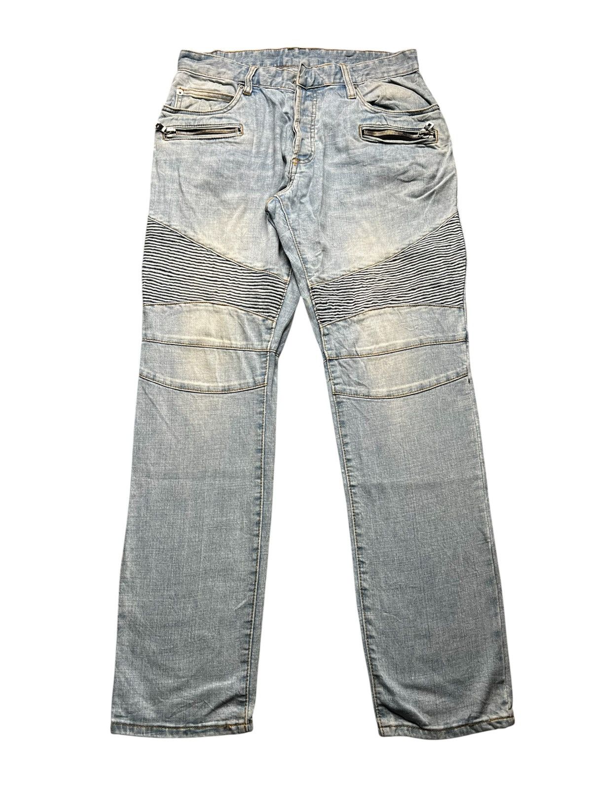 Balmain Balmain Washed Blue Biker Jeans Size US 30 / EU 46 - 1 Thumbnail