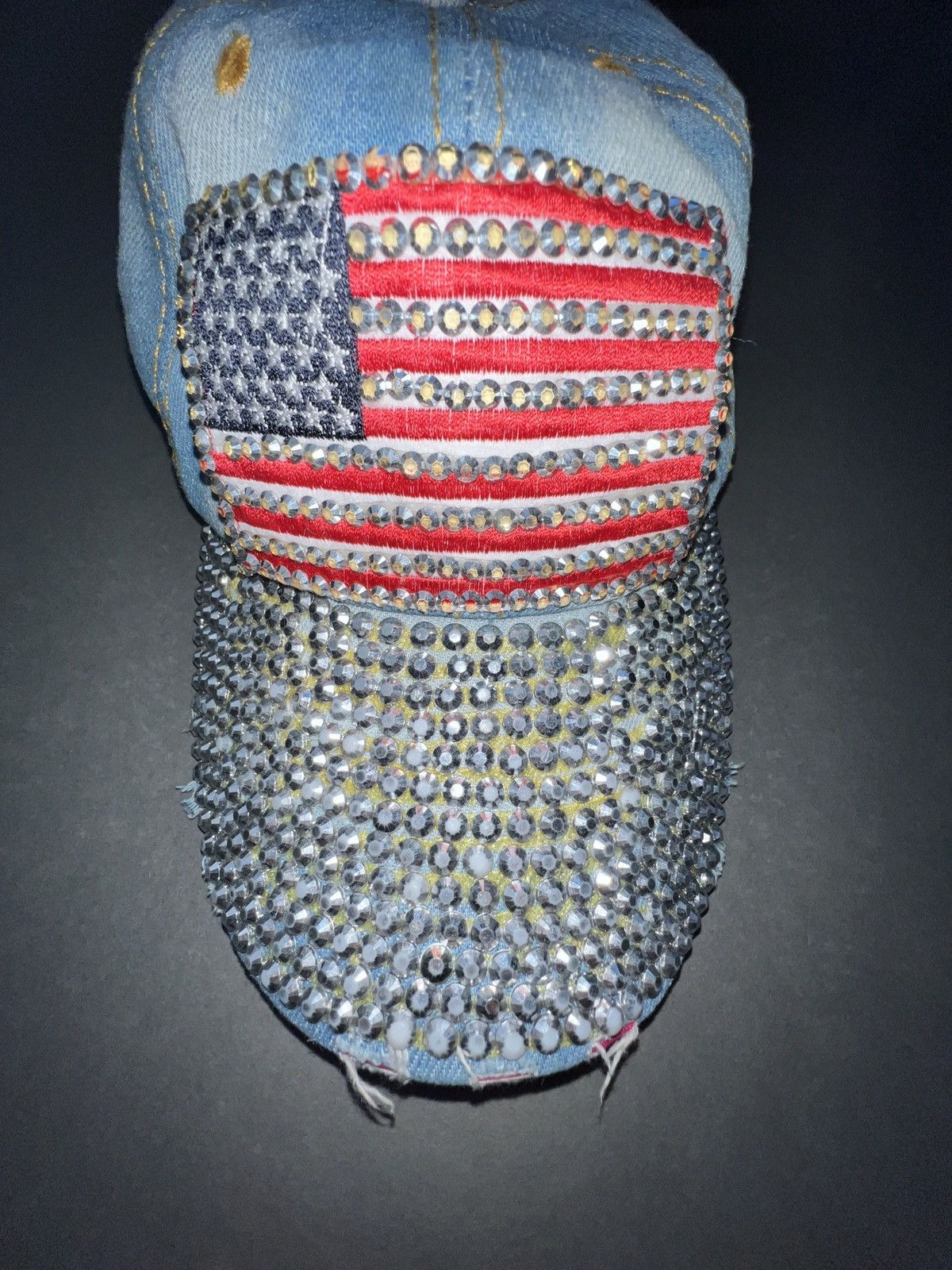 Christian Audigier × Ed Hardy American Flag Rhinestone Hat Size ONE SIZE - 5 Thumbnail
