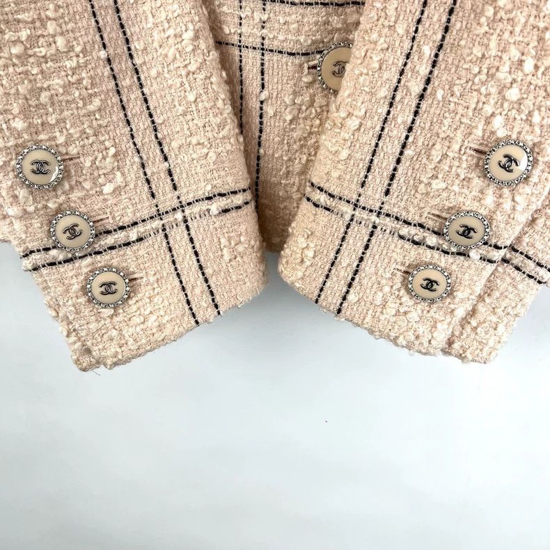 Chanel Chanel Nude pink plaid tweed jacket Size XXS / US 00 / IT 34 - 6 Thumbnail