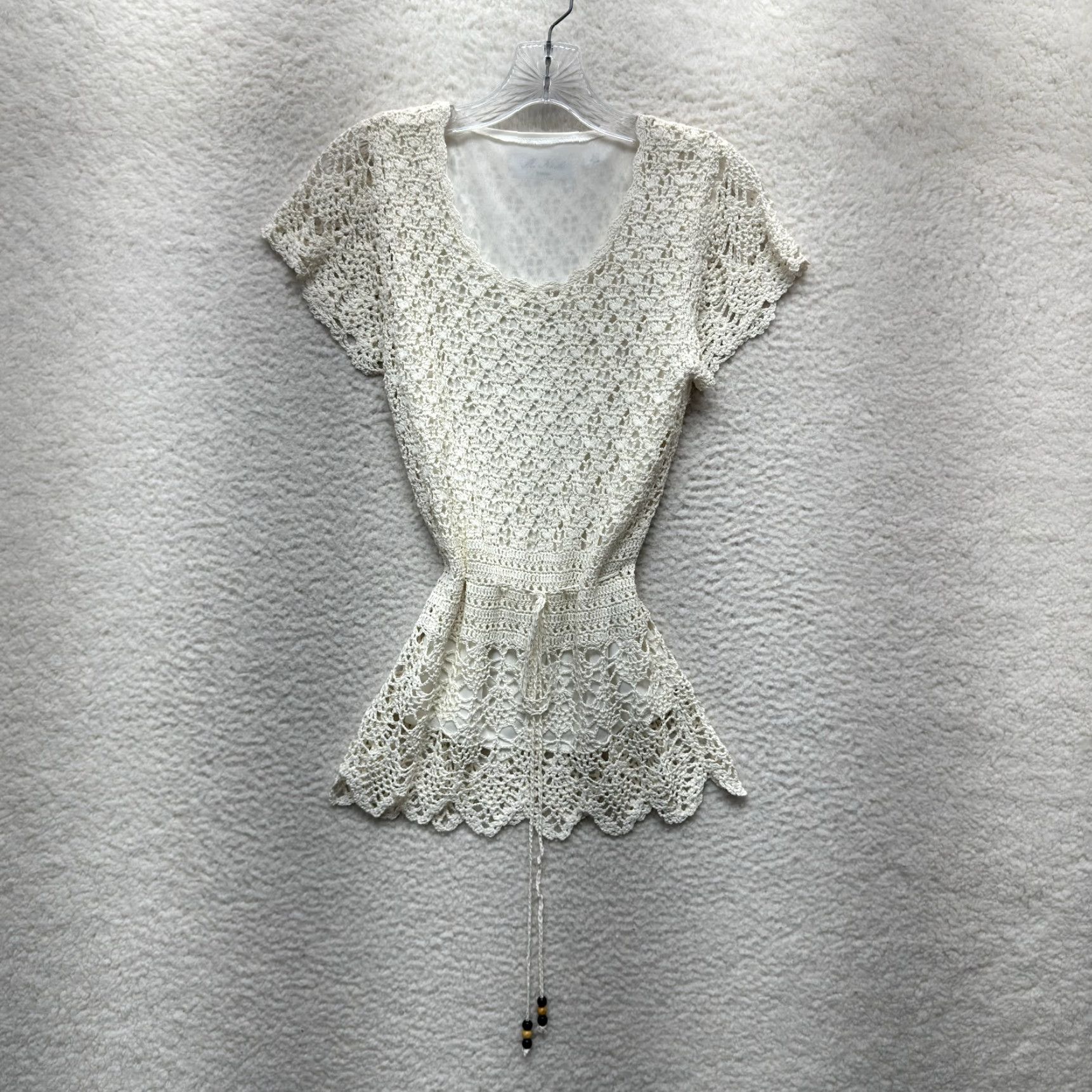 Vintage VINTAGE Y2K Crochet Knit Top White Small Boho Bohemian Cottagecore Prairie Shirt S White M. Nicole Womens Size S / US 4 / IT 40 - 3 Thumbnail