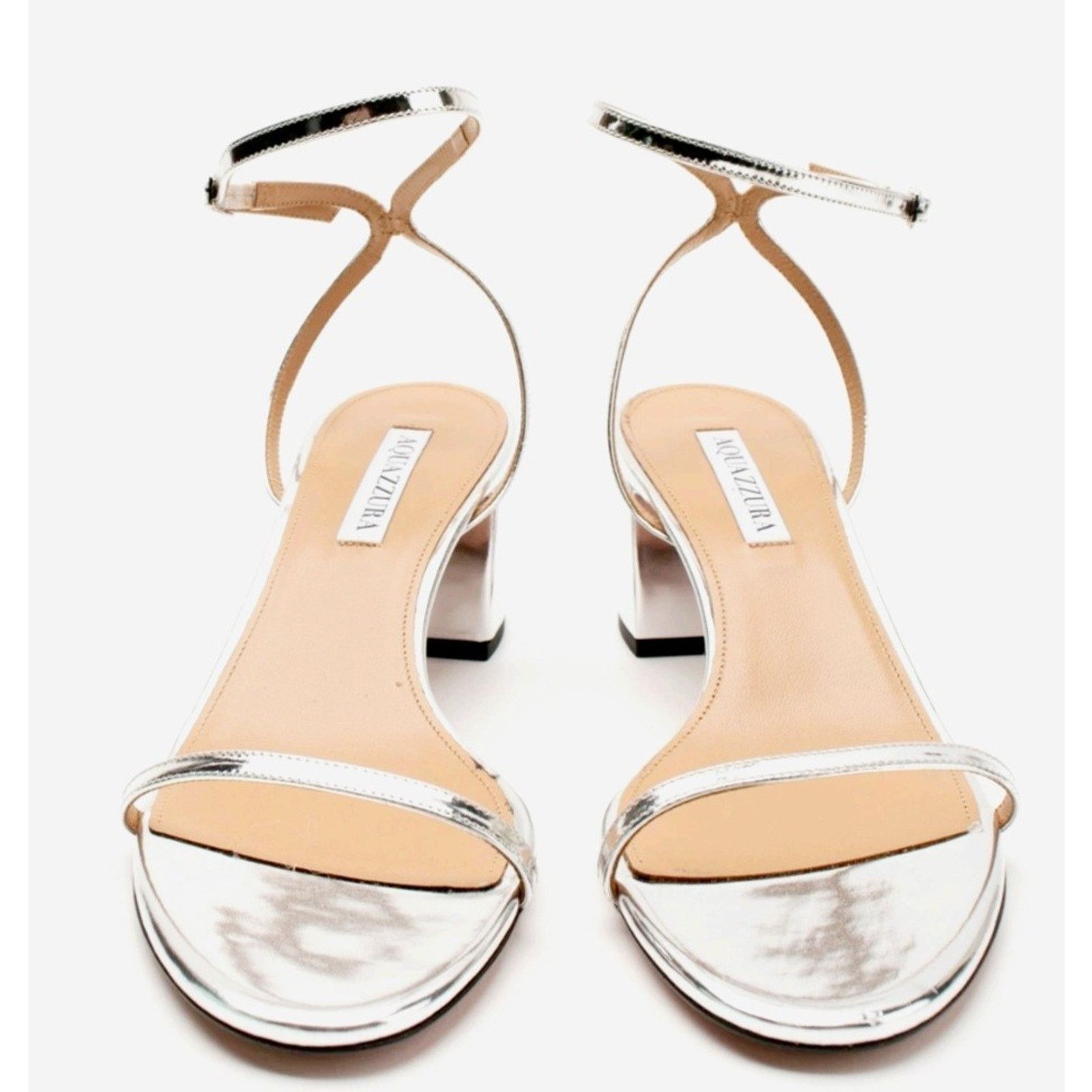 Aquazzura AQUAZZURA Olie Leather Sandals US8.5 EU38.5 Silver. Size US 8.5 / IT 38.5 - 3 Thumbnail