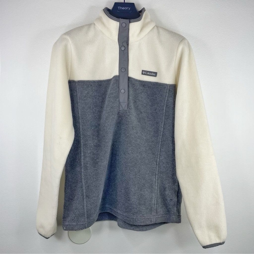 Columbia COLUMBIA Women's Cream and Grey Fleece Pullover, 1/4 Zip M Size M / US 6-8 / IT 42-44 - 2 Thumbnail