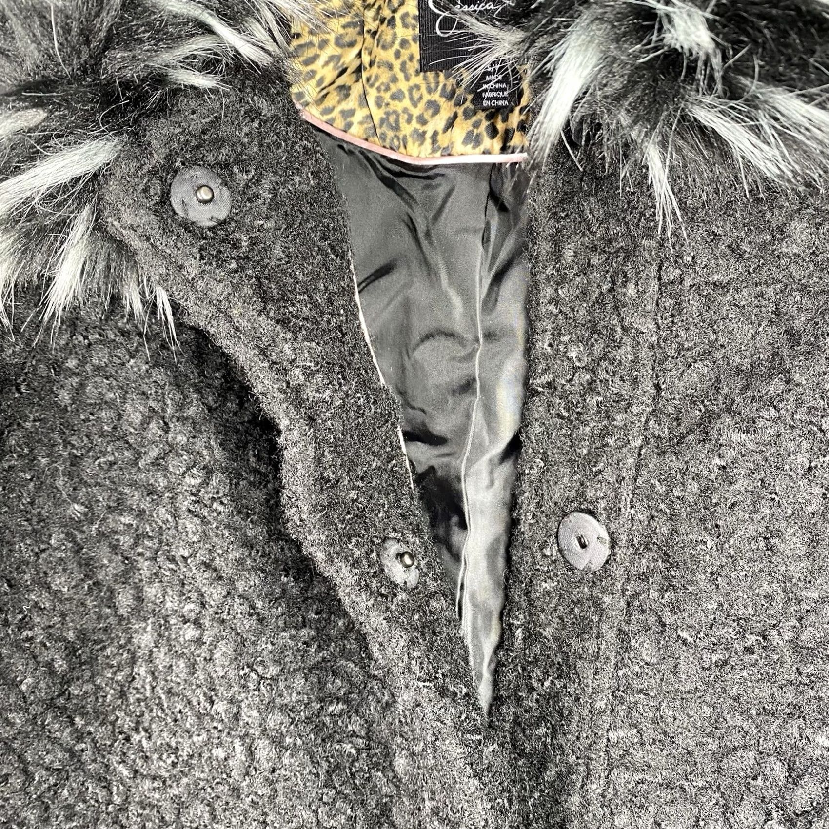 Jessica Simpson Jessica Simpson Black Sherpa Coat Jacket Women S Oversized Pockets Collared Removable Fur Collar Mid-Length Winter Fall Overcoat Size S / US 4 / IT 40 - 4 Thumbnail