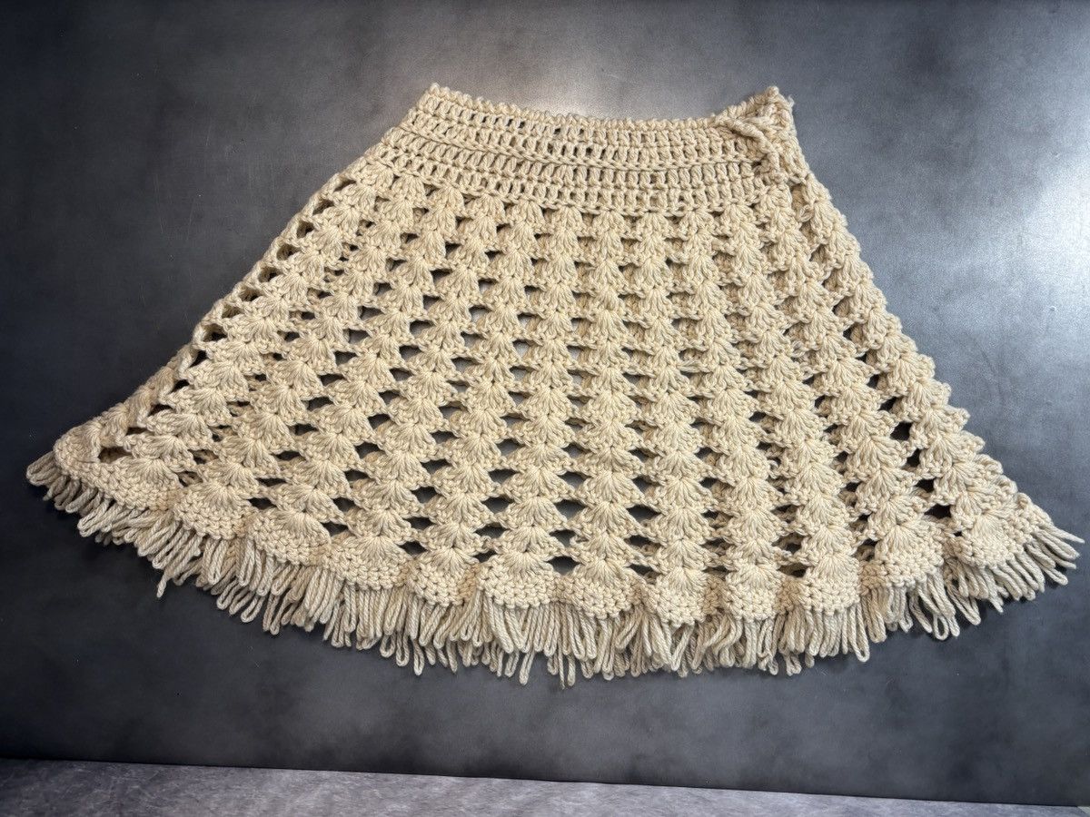 Vintage Vintage Loose Knit Skirt 1970s Skirt Coachella Boho Handmade Size 29" - 12 Thumbnail