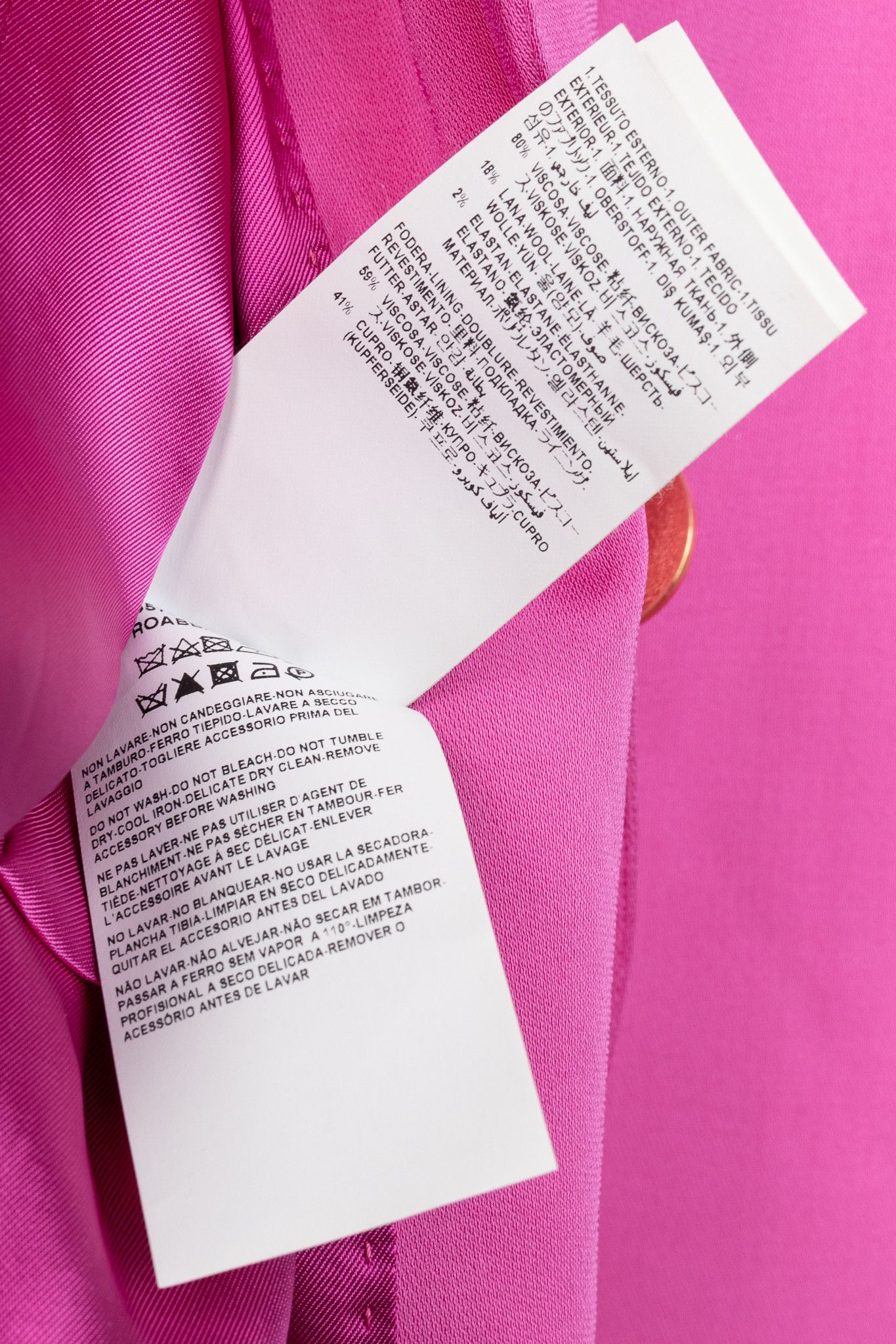 Versace Versace SS20 Fuchsia Satin Safety Pin Detail Blazer Size XS / US 0-2 / IT 36-38 - 12 Thumbnail