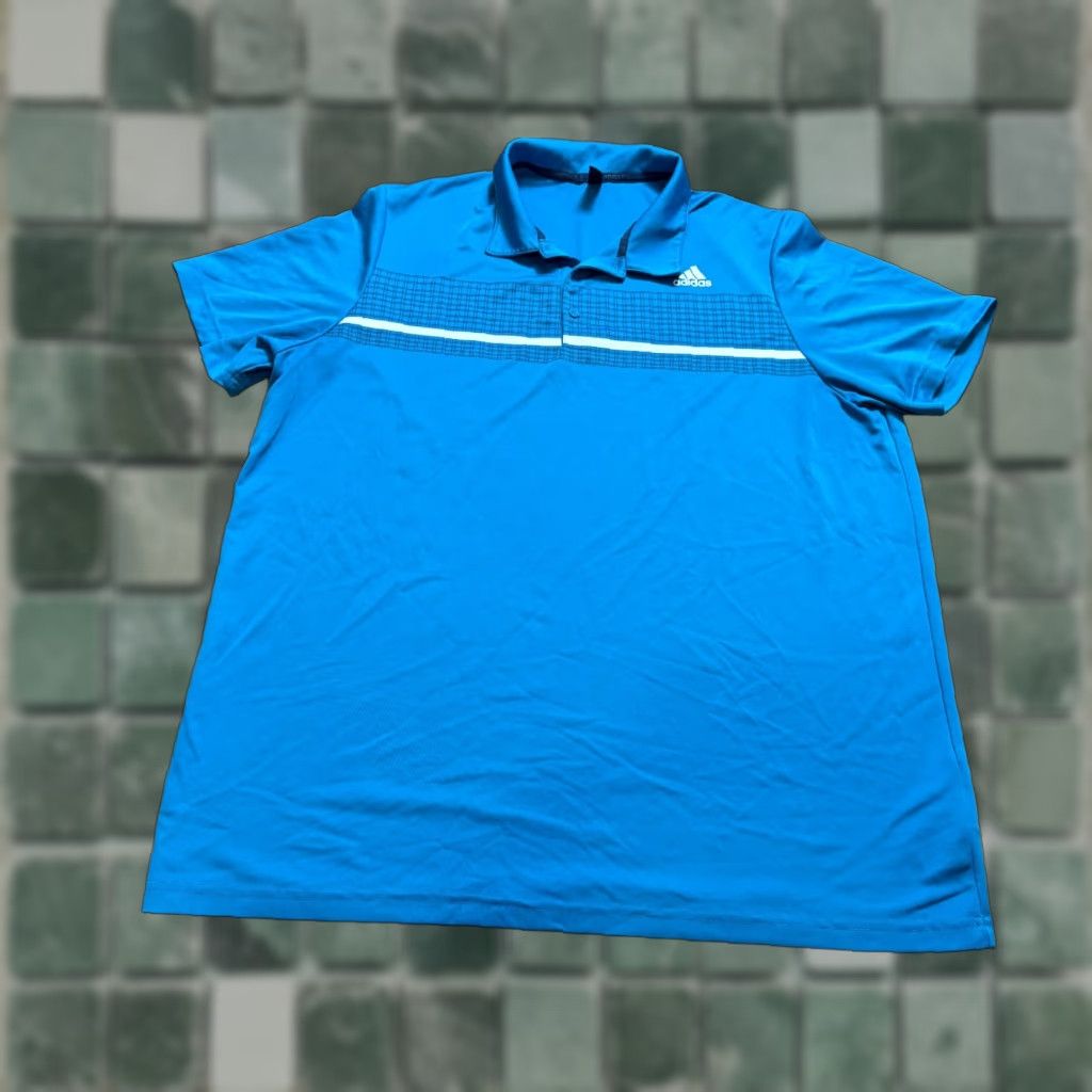 Adidas Adidas Polo Shirt Mens 2XL Blue Short Sleeve Lightweight Collared Checkered Golf Shirt Mens Size US XXL / EU 58 / 5 - 1 Thumbnail