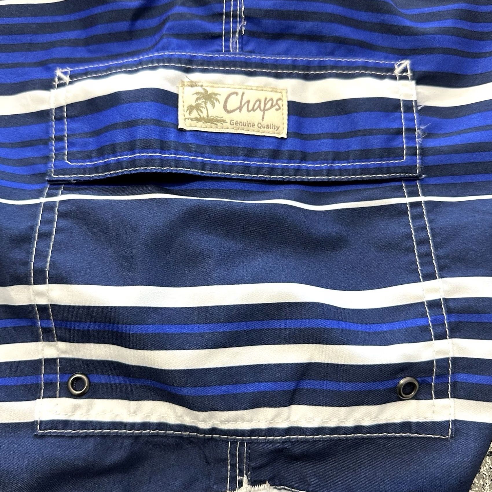 Chaps Chaps Stripped Navy Blue XL Boardshorts Trunks Shorts Pockets Lined Mens Size US 36 / EU 52 - 4 Thumbnail