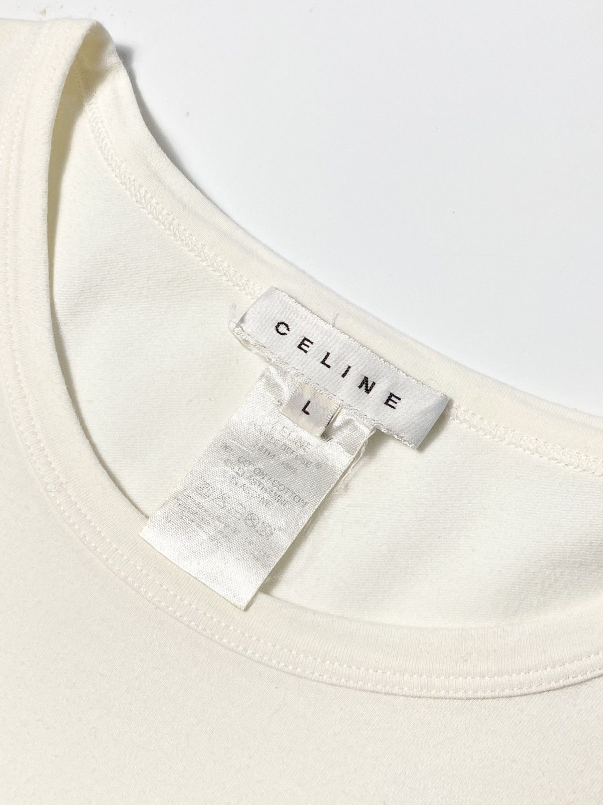 Celine CELINE - Baby Tee Embroidered Logo Size L / US 10 / IT 46 - 2 Thumbnail