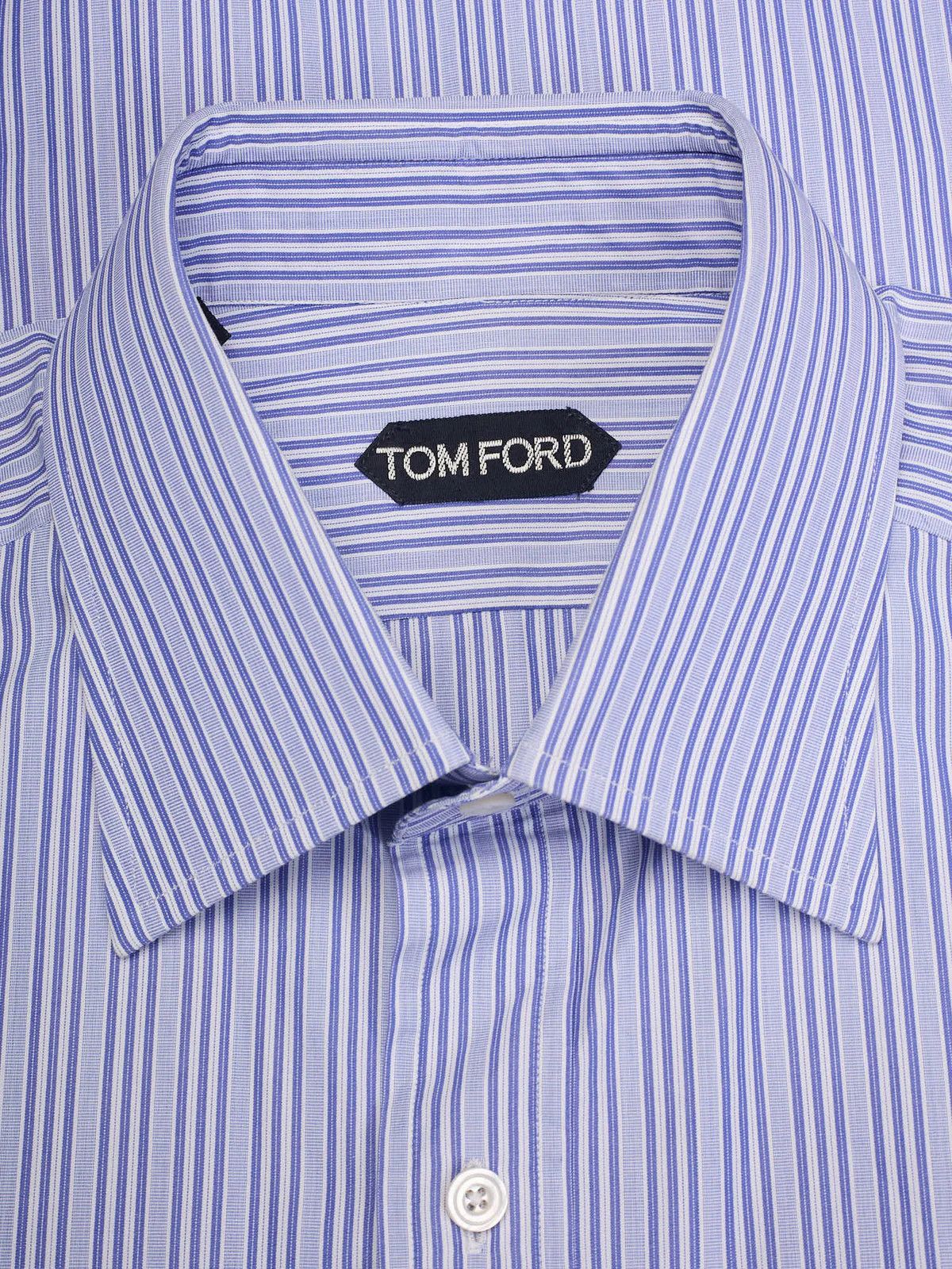 Tom Ford TOM FORD Blue Striped Cotton Dress Shirt Size US M / EU 48-50 / 2 - 6 Thumbnail