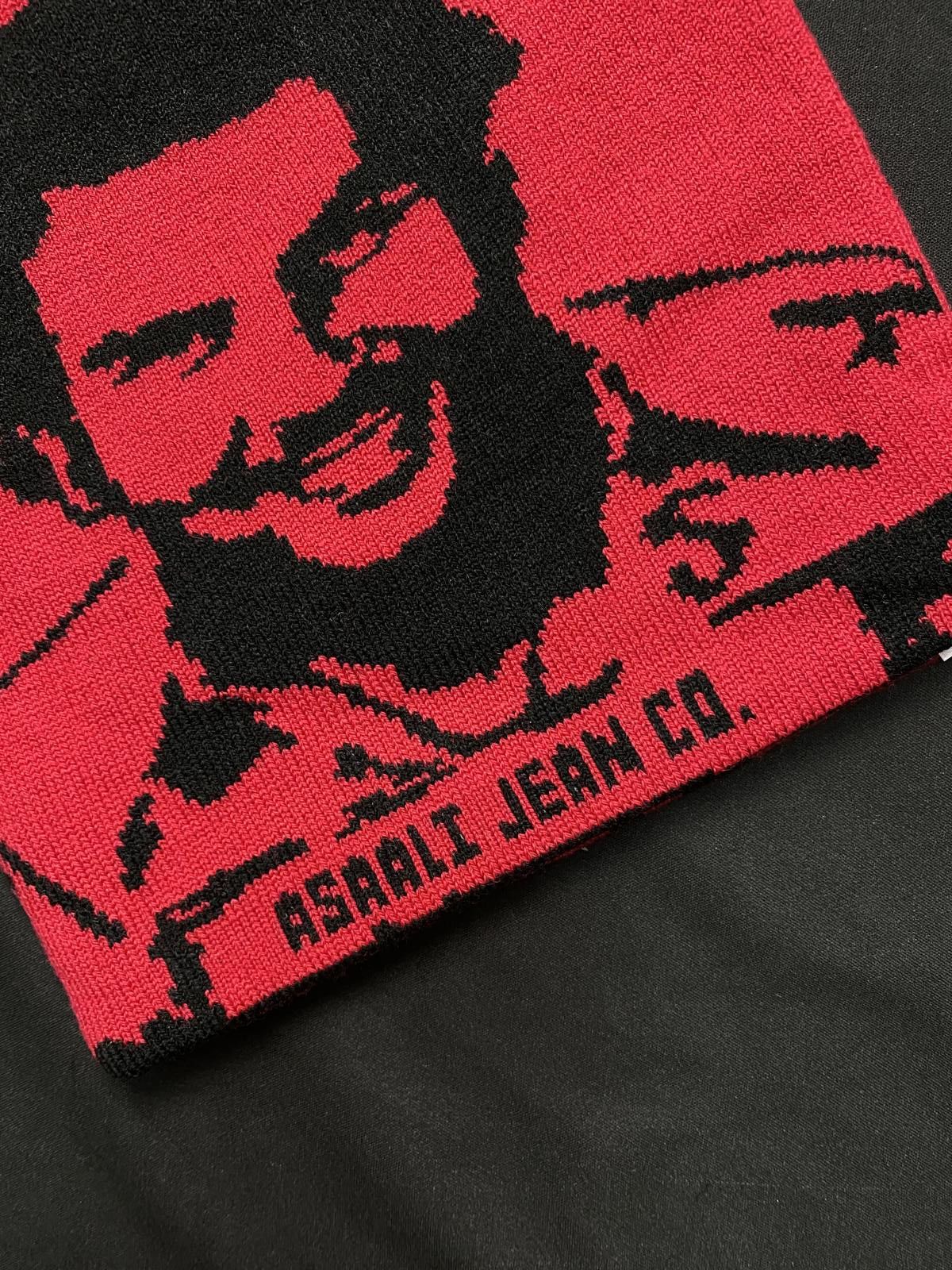 Asaali Rare Asaali Cartel Skully No Cuff Knit Red Beanie Hats OS Size ONE SIZE - 6 Thumbnail
