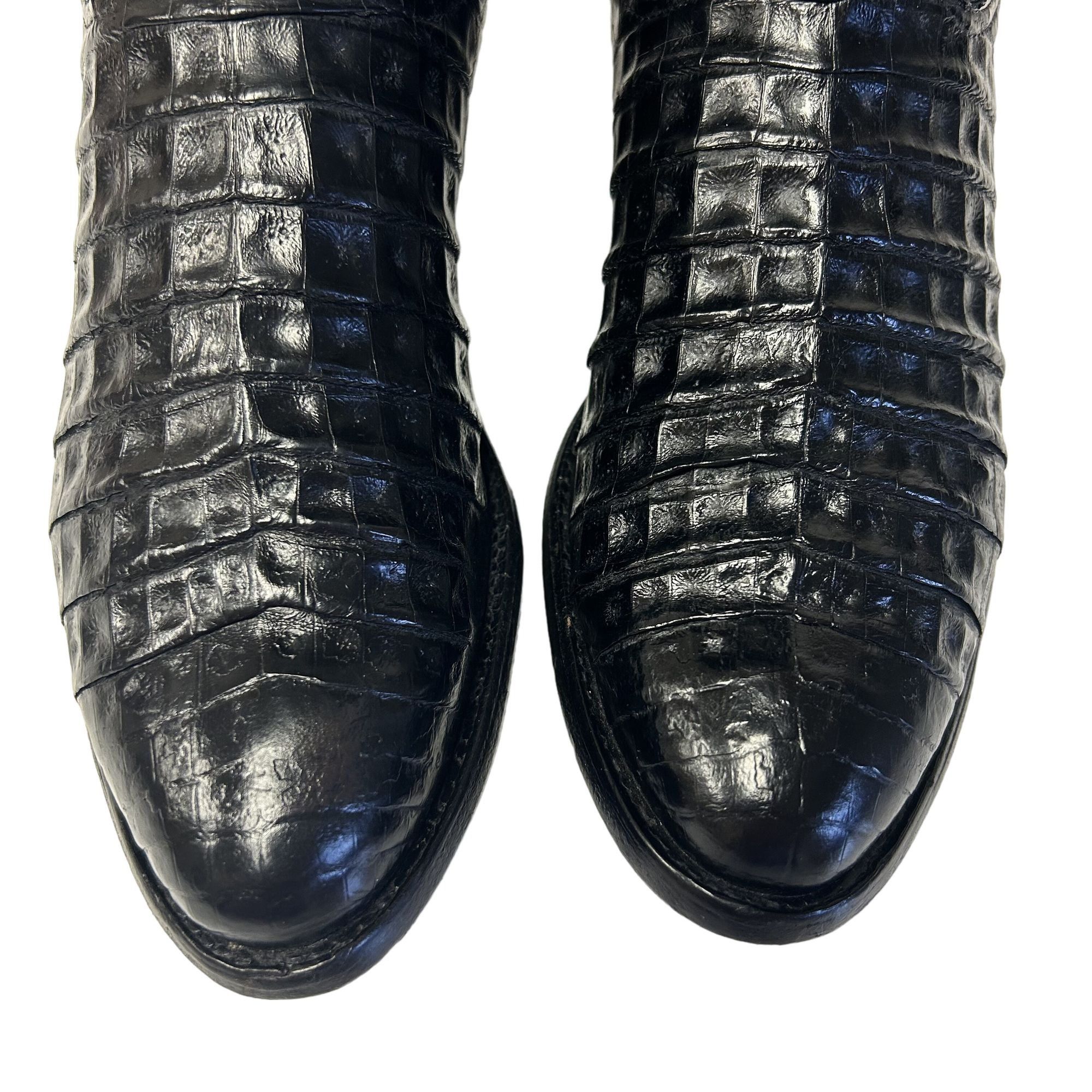 Tony Lama Vtg Tony Lama Black EXOTIC Leather Cowboy Western Boots Size US 9.5 / EU 42-43 - 13 Thumbnail