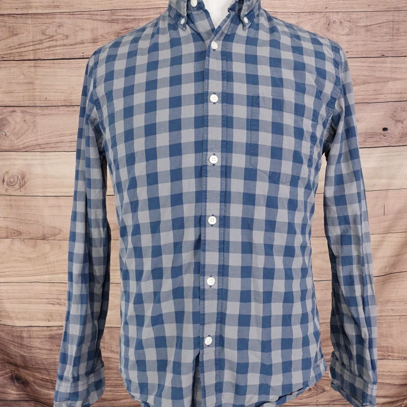 J.Crew VINTAGE J.CREW Shirt Mens Medium Blue Gray Gingham Slim Fit Button-Down Long Sleeve Size US M / EU 48-50 / 2 - 3 Thumbnail